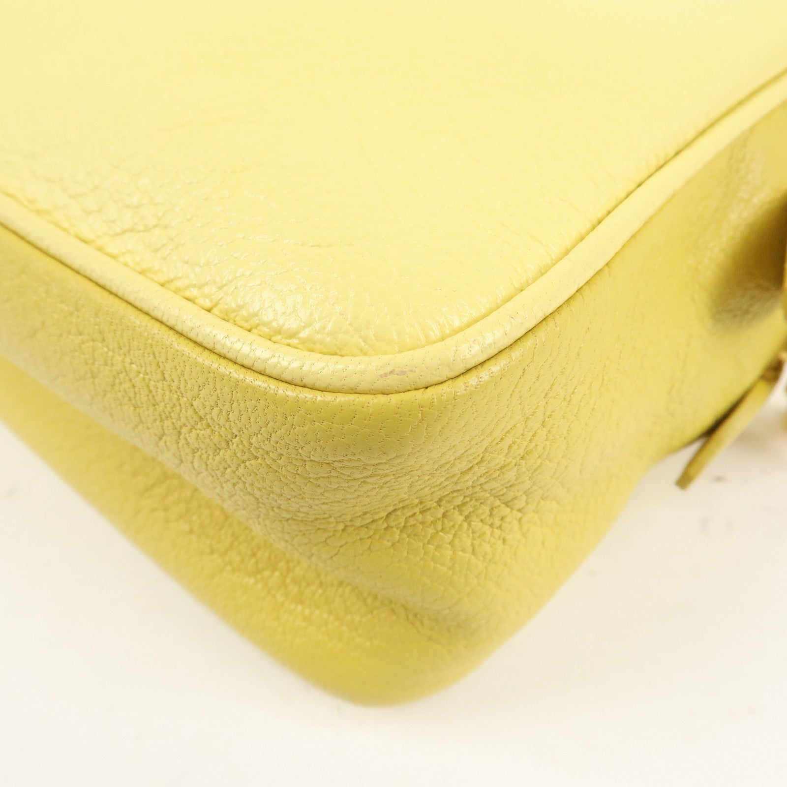 MIU MIU Leather MADRAS BICOLORE Shoulder Bag Yellow RT0539 Used