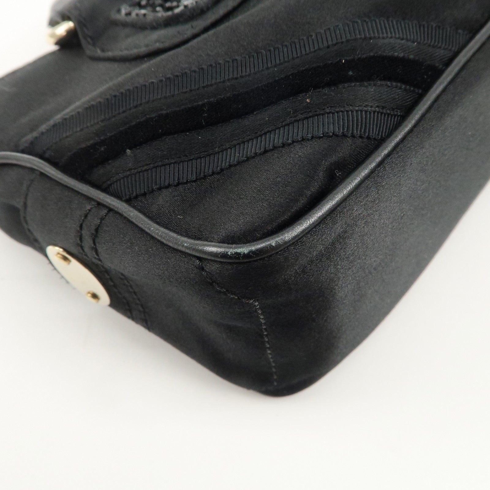 CELINE Macadam Satin Leather Mini Boogie Bag Beads Macadam Stamp Used