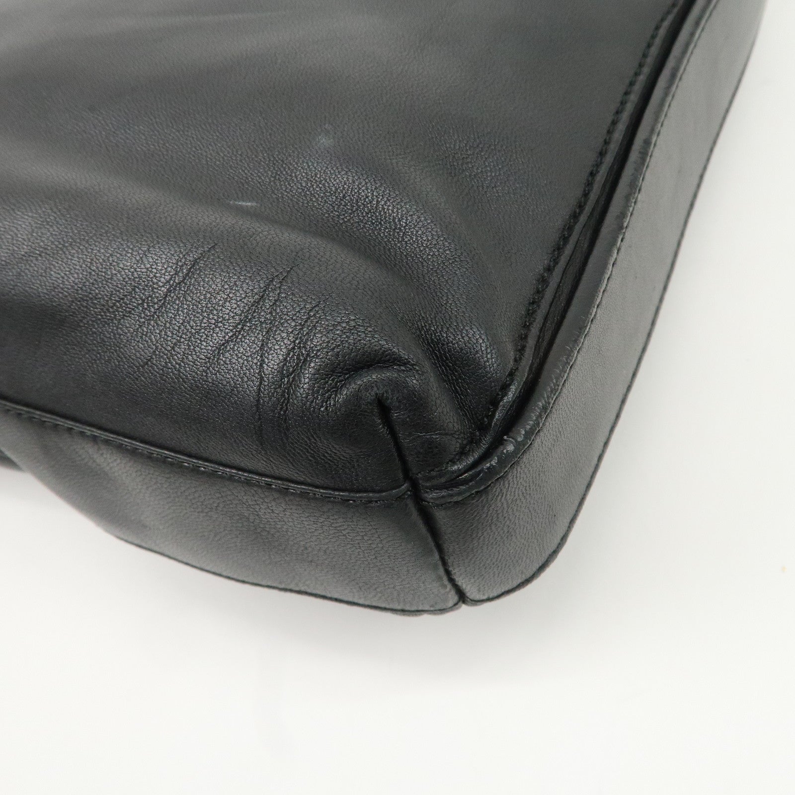 LOEWE Leather Shoulder Bag Black Used