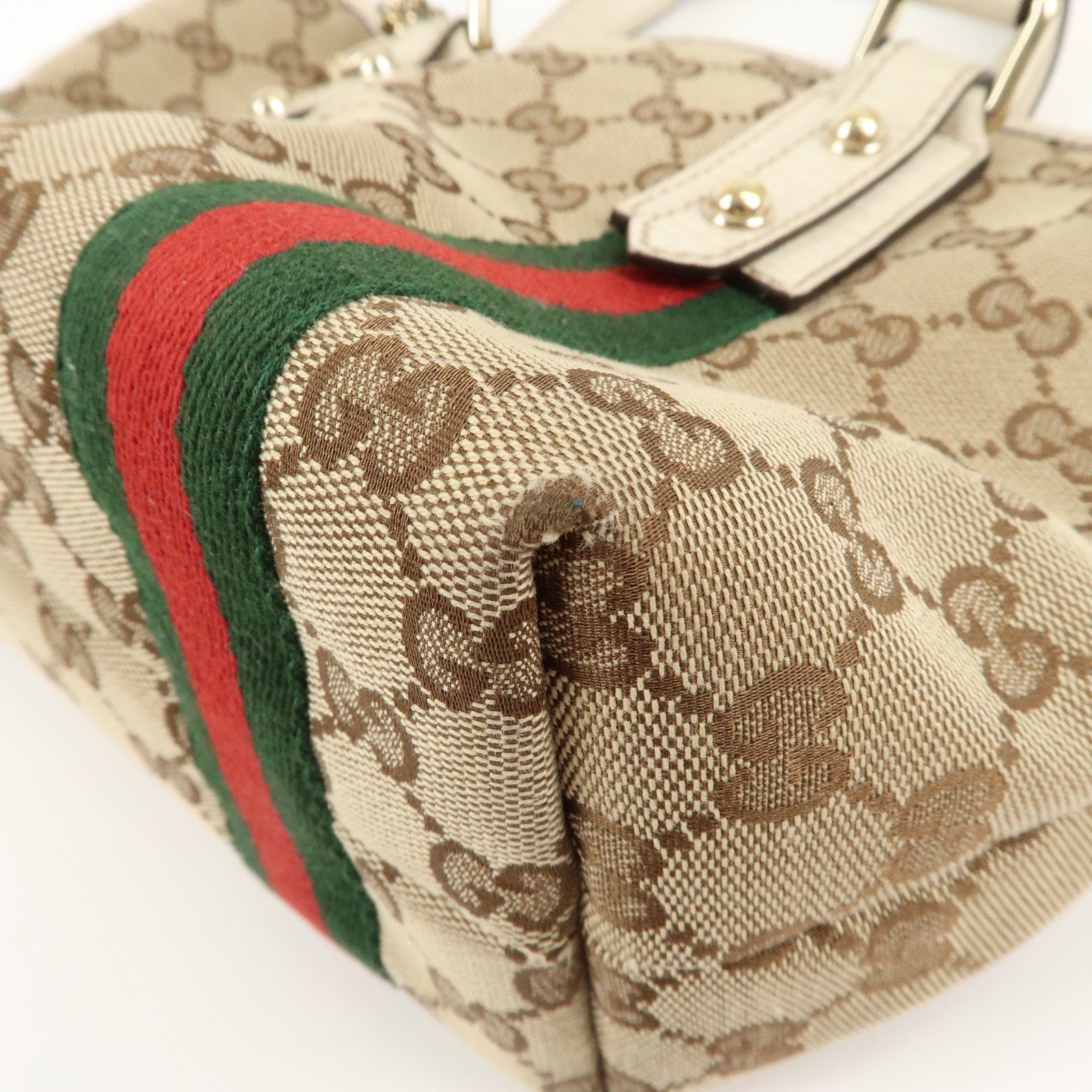 GUCCI GG Canvas Leather Hand Bag Mini Tote Beige Ivory 139261