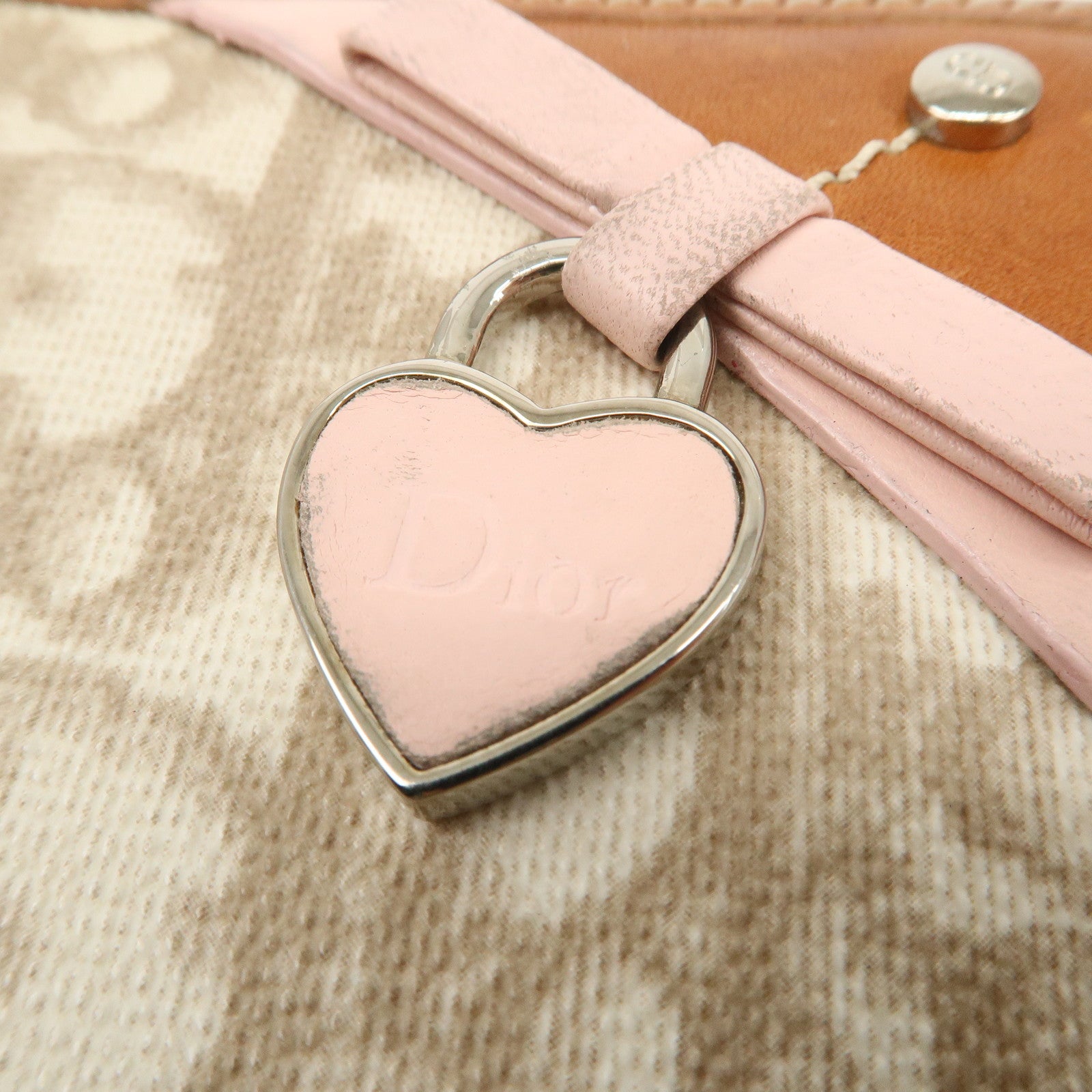 Christian Dior Trotter PVC Leather Agenda Cover Heart Charm Beige