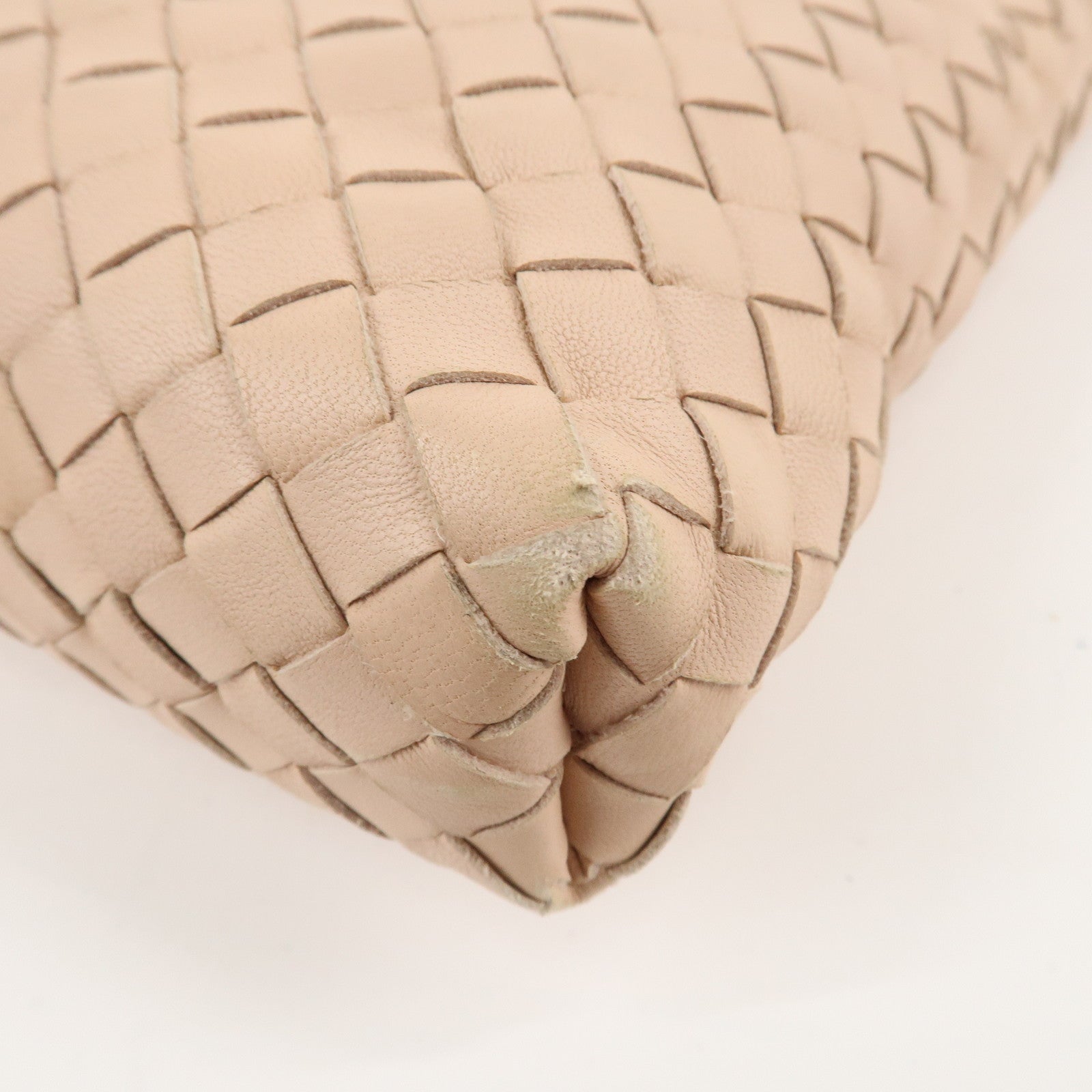 BOTTEGA VENETA Intrecciato Leather Shoulder Bag Pink Beige 179330