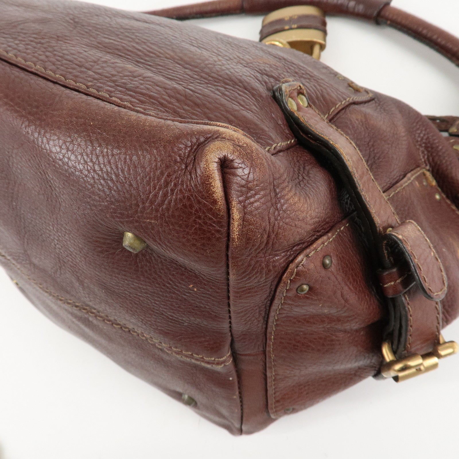 Chloe Paddington Leather Shoulder Bag Hand Bag Dark Brown