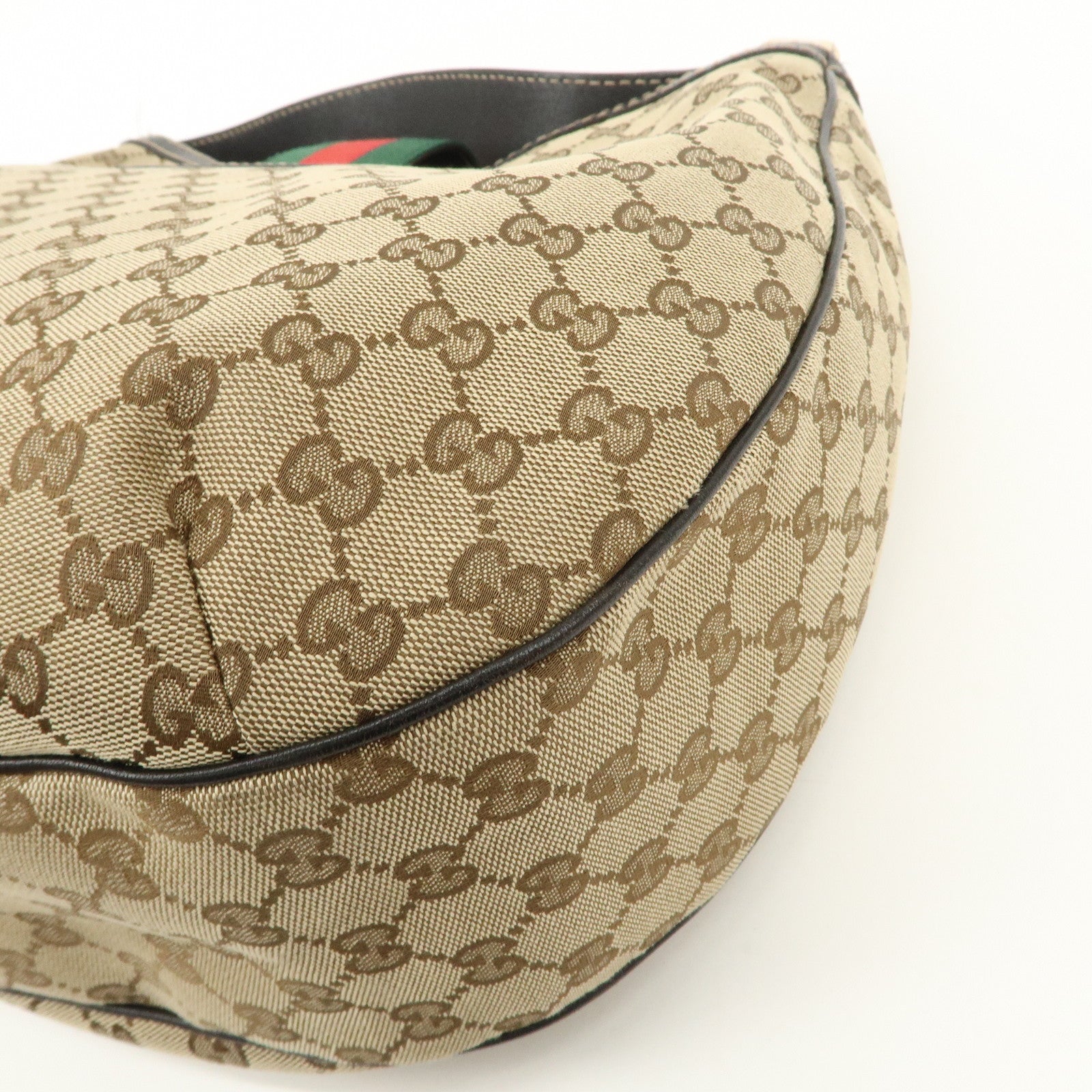 GUCCI Sherry GG Canvas Leather Shoulder Bag Beige Black 233604