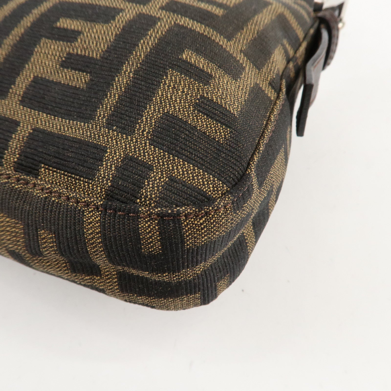 FENDI Mamma Baguette Zucca Canvas Shoulder Bag Brown 26424 Used