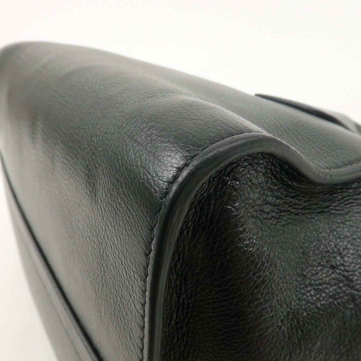 PRADA Logo Leather 2way Bag Hand Bag Shoulder Bag Black