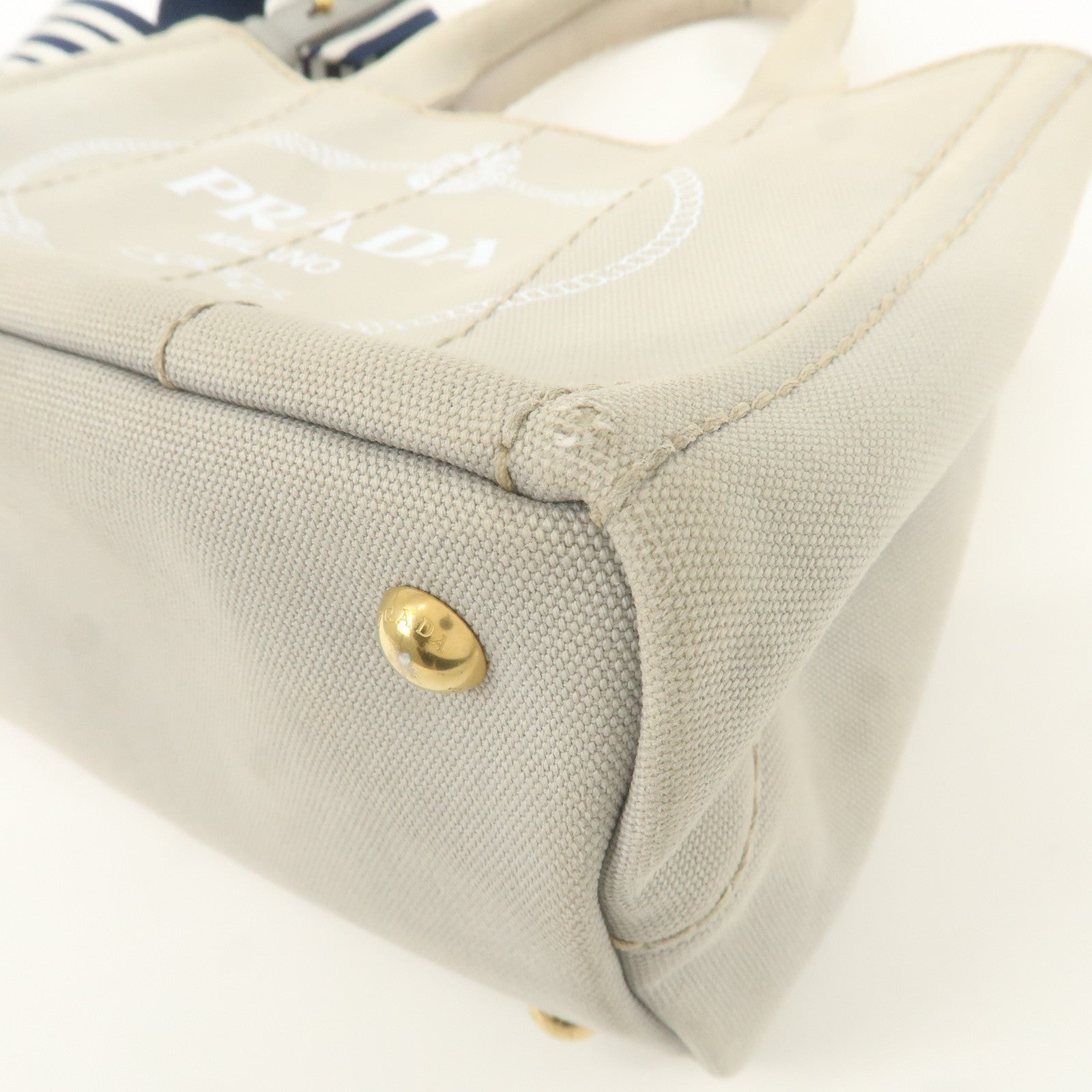 PRADA Canapa Mini Canvas 2Way Shoulder Hand Bag Gray 1BG439