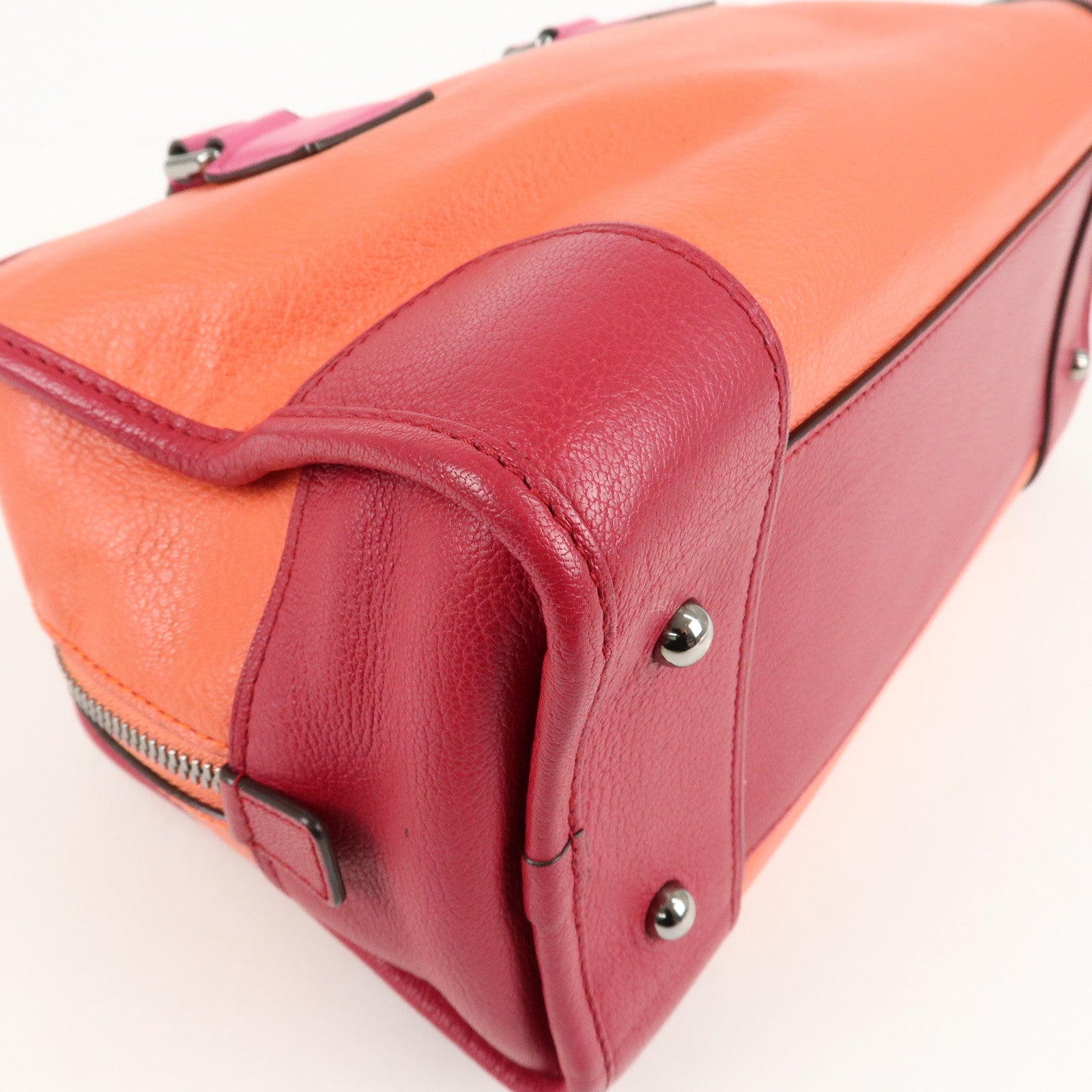 LOEWE Anagram Leather Amazona 28 Hand Bag Orange Bordeaux Pink