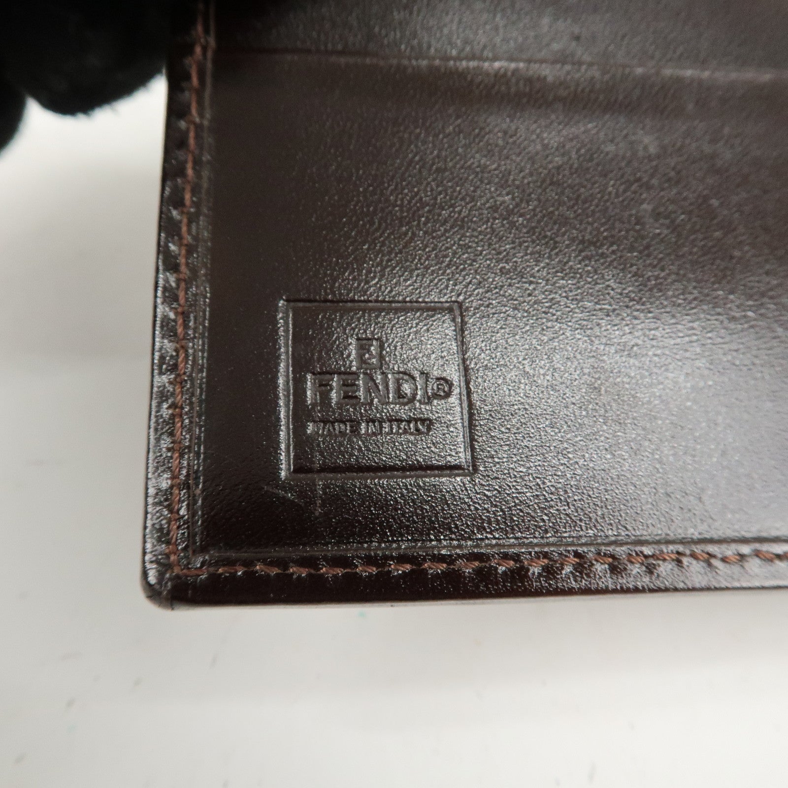 FENDI Zucca Set of 2 Canvas Leather Bi-fold Wallet Brown Black Used