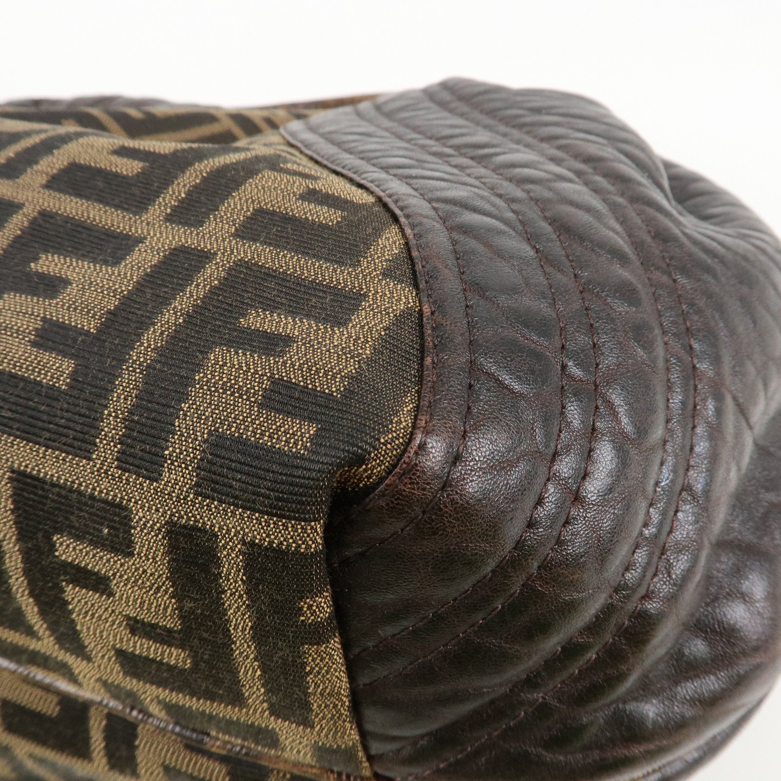 FENDI Zucca Canvas Leather Spy Bag Brown Black 8BR511 Used