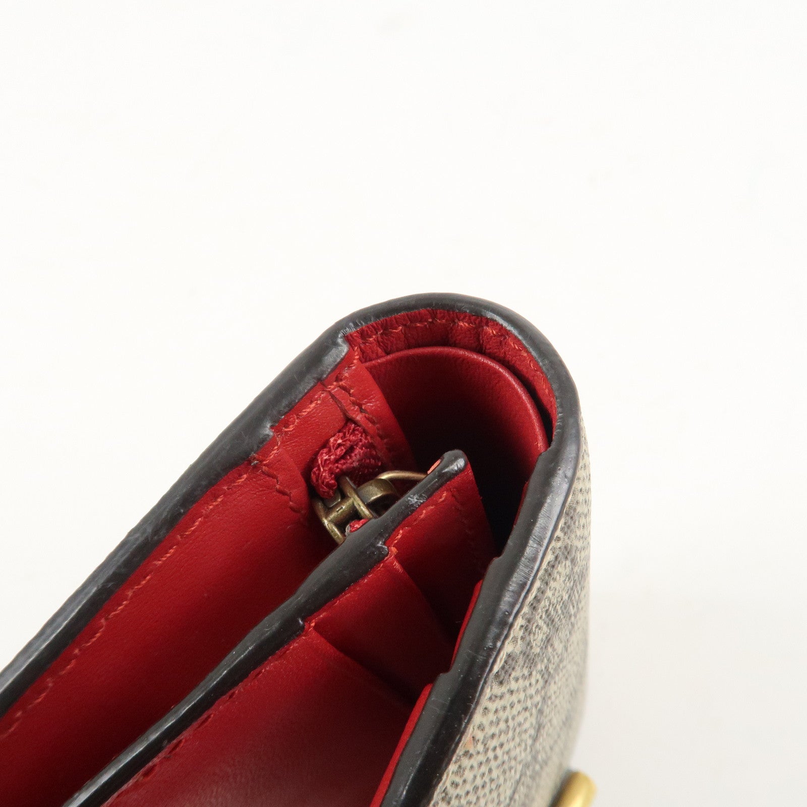 GUCCI Interlocking G GG Supreme Cherry Compact Wallet 476050 Used