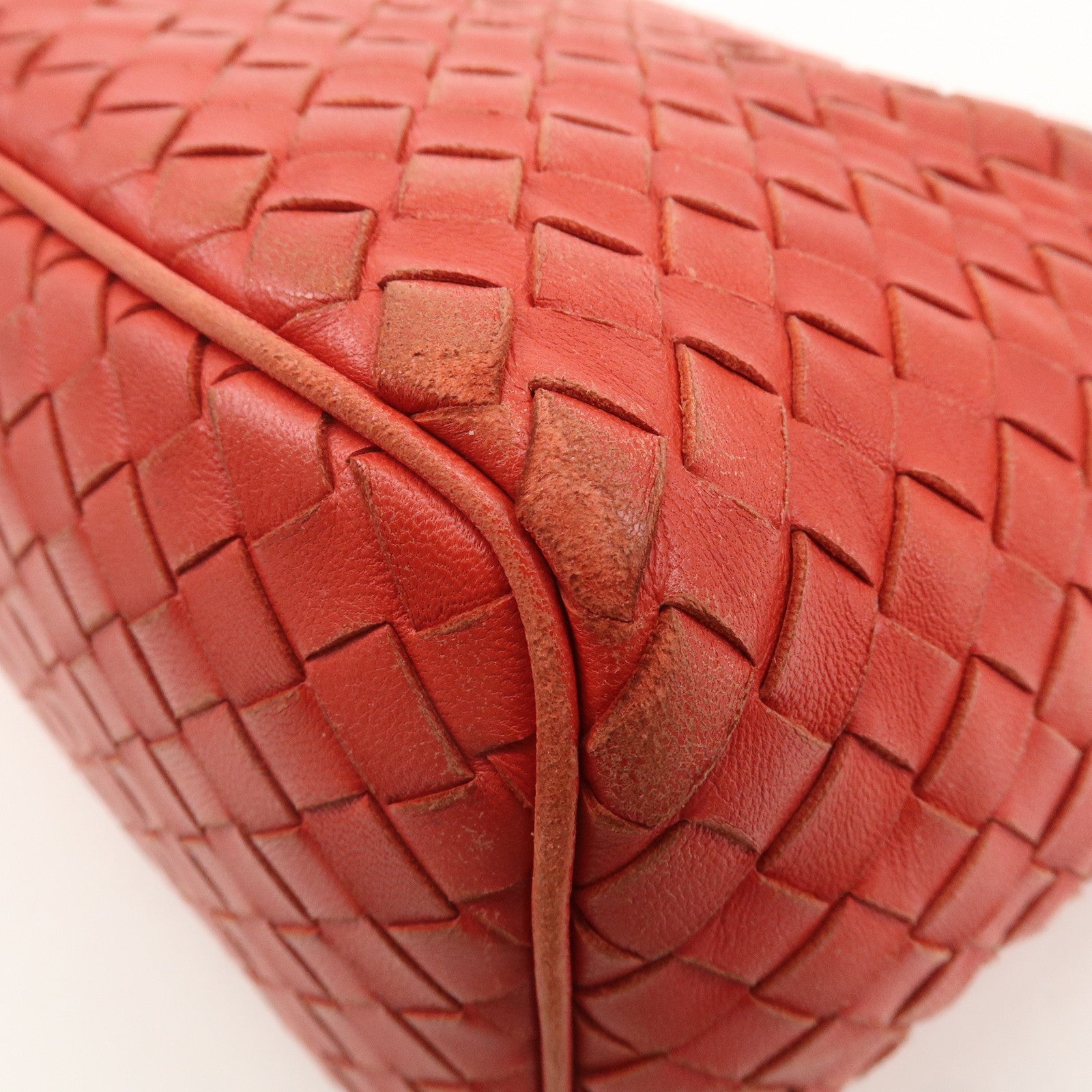 BOTTEGA VENETA Intrecciato Leather Shoulder Bag Red 239988