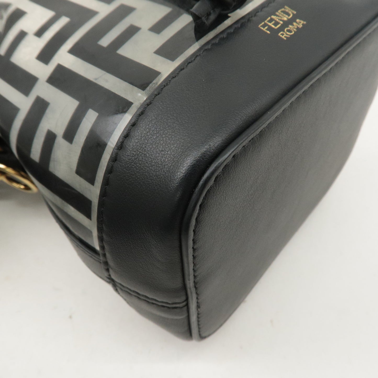 FENDI Vinyl Leather Montresor Mini 2Way Bag Black 8BS010