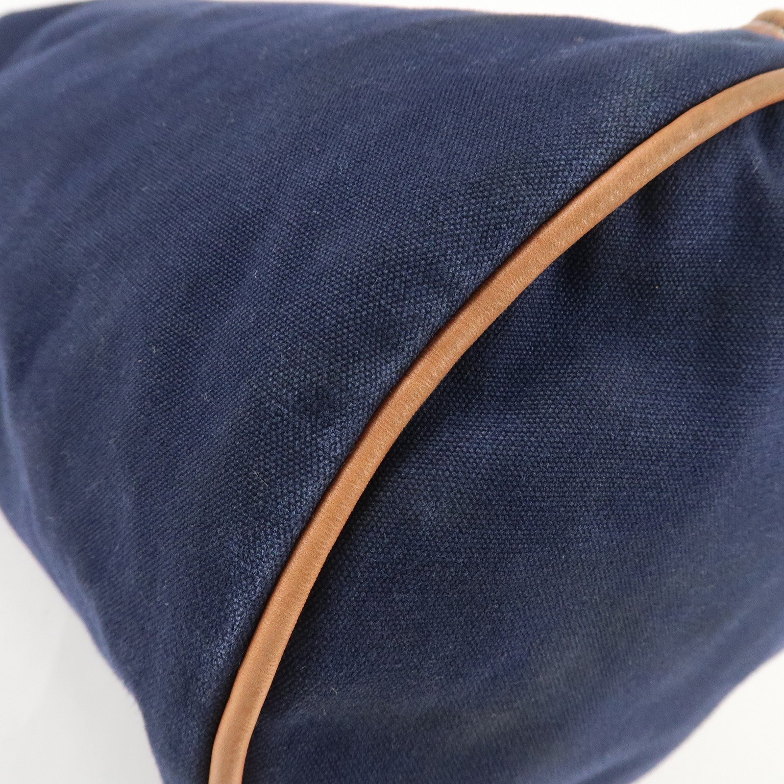 HERMES Canvas Leather Porochon Mimil GM Shoulder Bag Navy Used