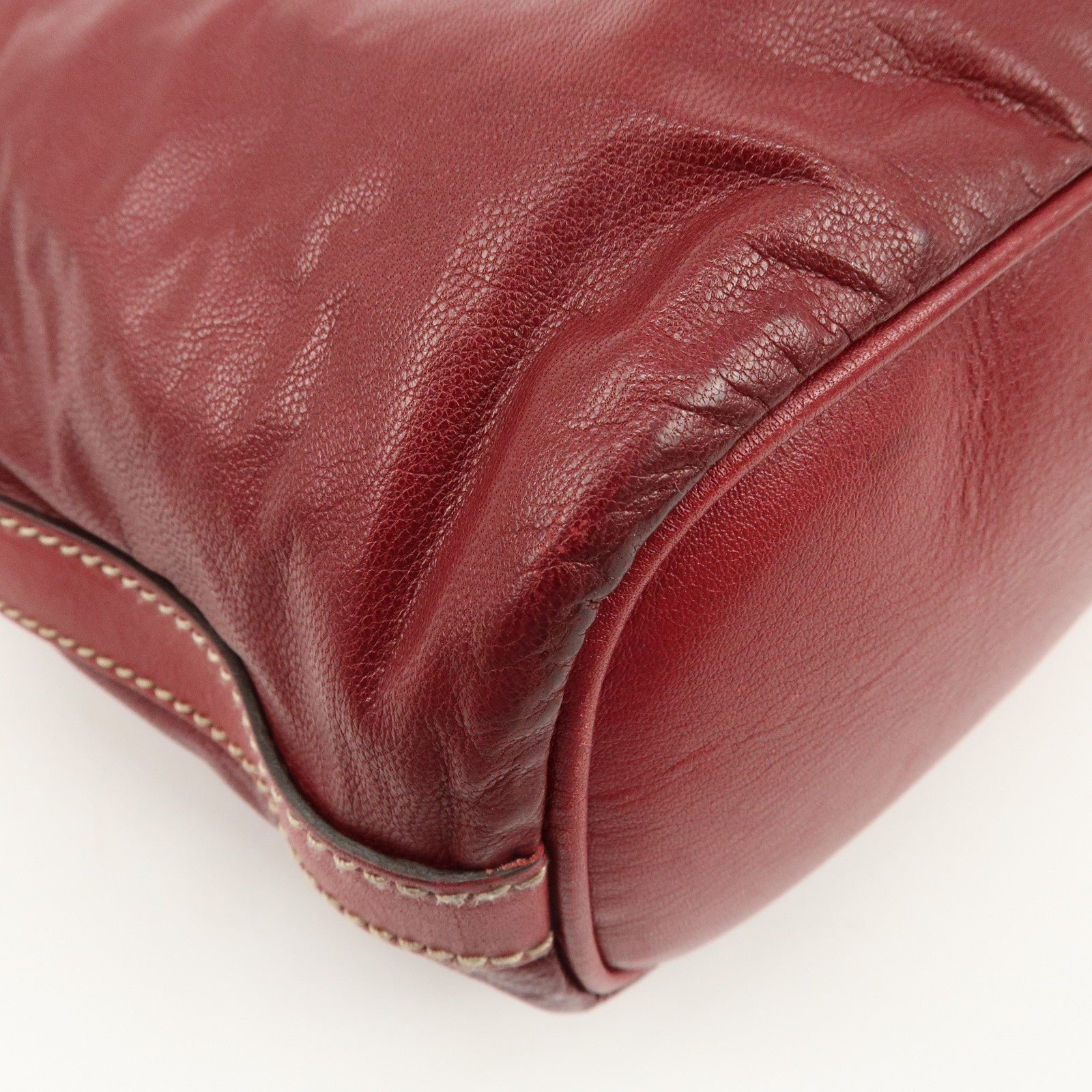 GUCCI New Brit Leather Shoulder Bag Red 182491 Used