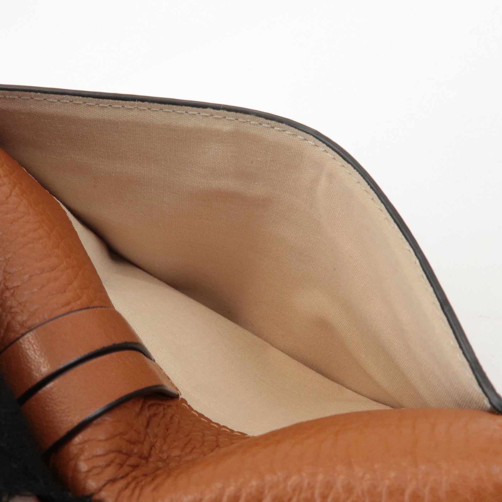 CHLOE Alphabet Leather Small Tri-fold Compact Wallet Brown Used