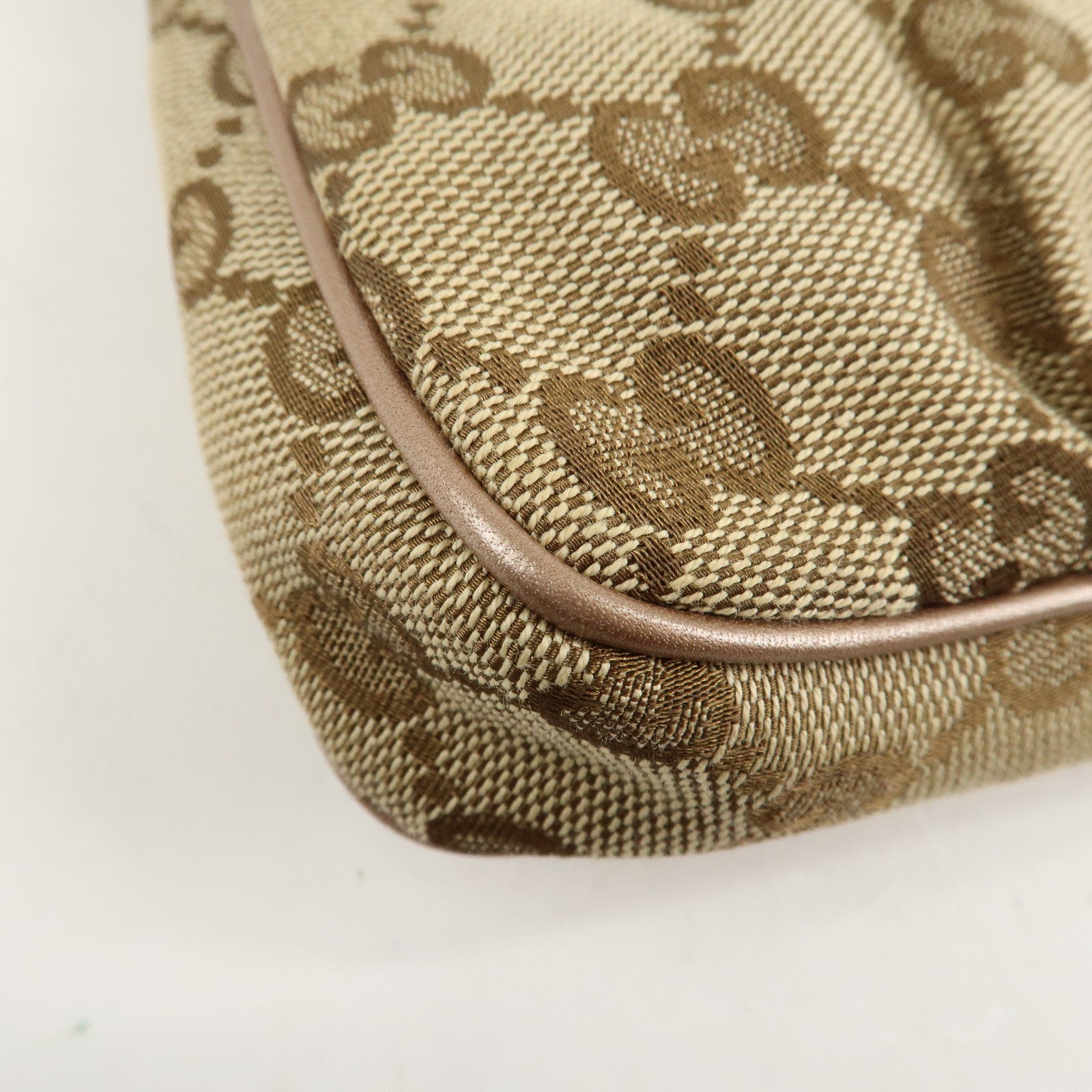 GUCCI Lovely GG Canvas Leather Shoulder Bag Beige Pink 256899 Used