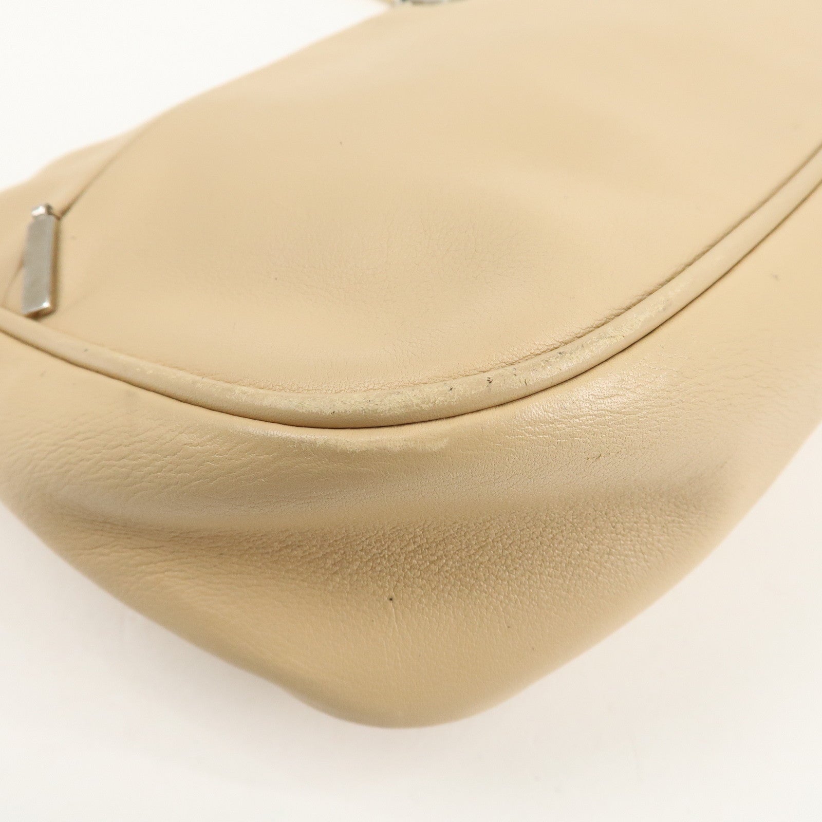 GUCCI Bamboo Leather Shoulder Bag Beige 001.3865