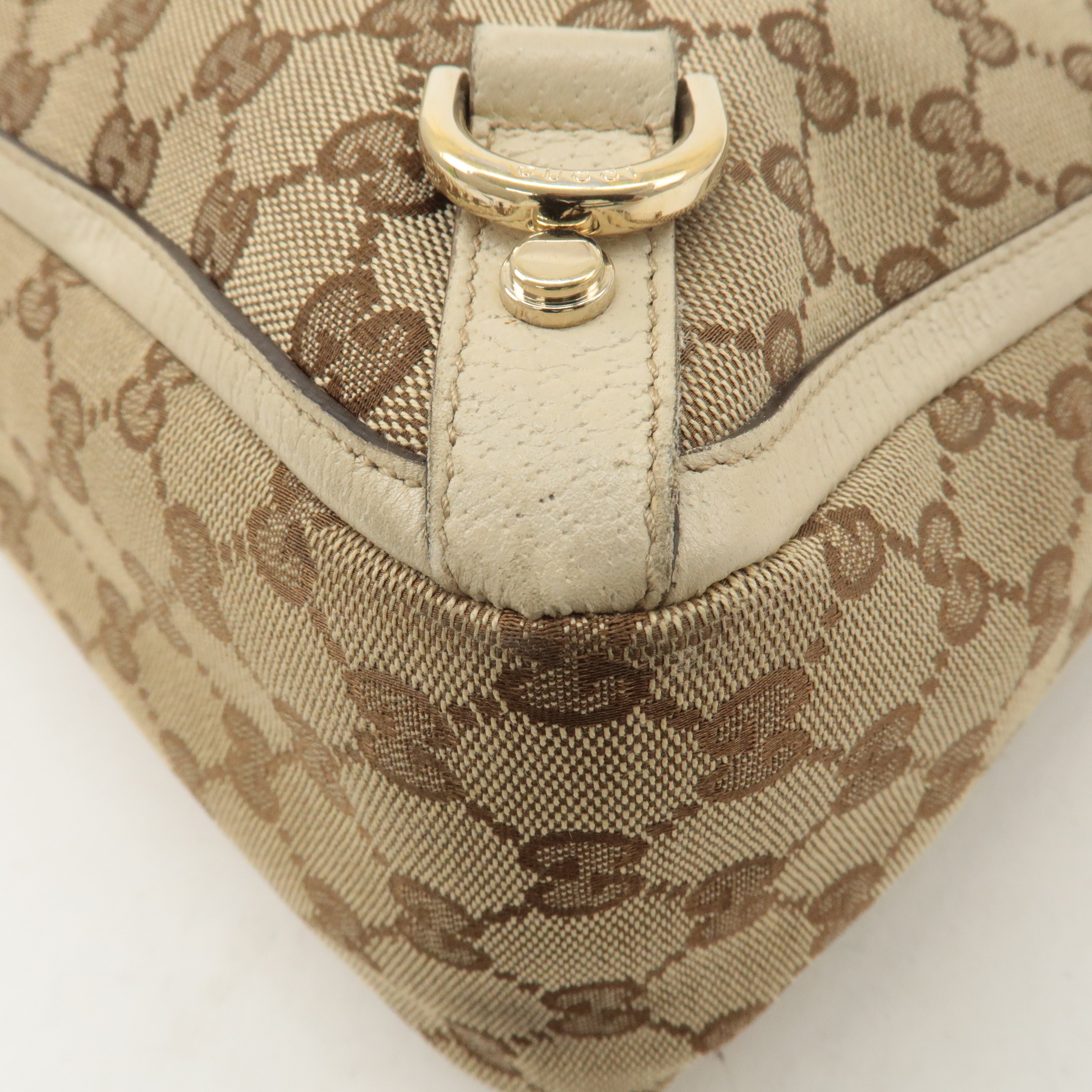 GUCCI Abbey GG Canvas Leather Tote Bag Beige Ivory 170004