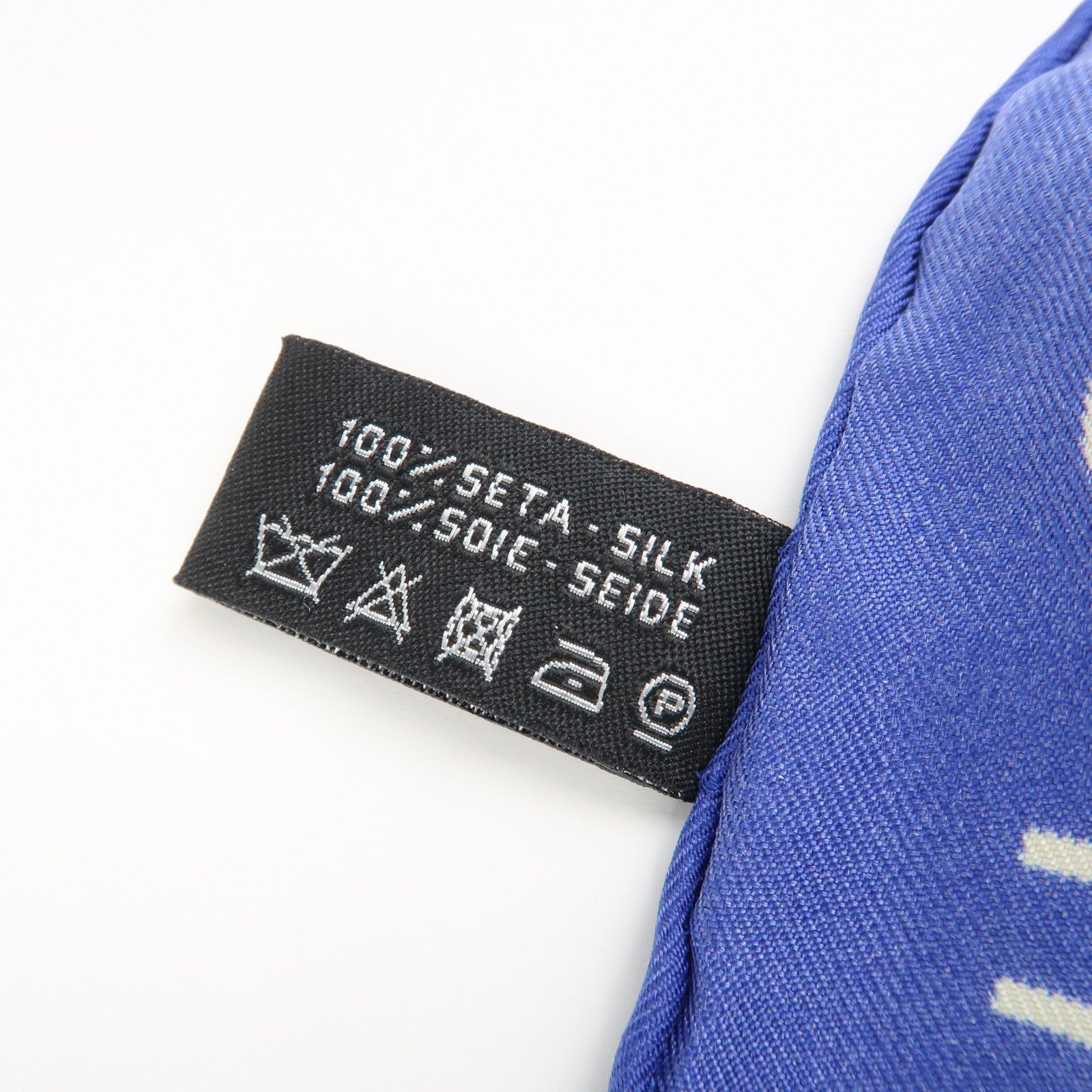 CHANEL Silk 100% Scarf CHANLE Logo Print Blue Used