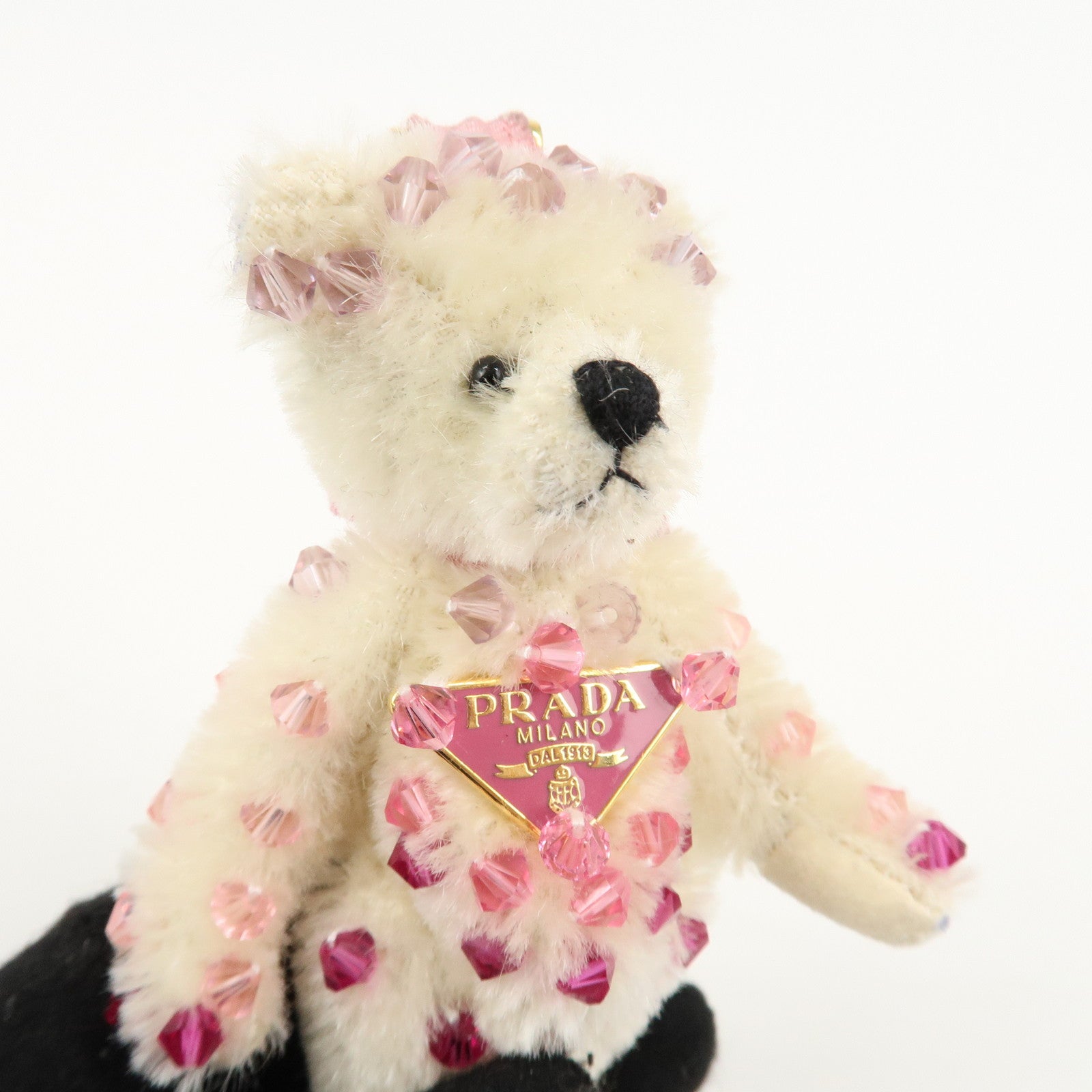 PRADA Metal Beads Teddy Bear Key Chain Key Holder 1AR877 Used