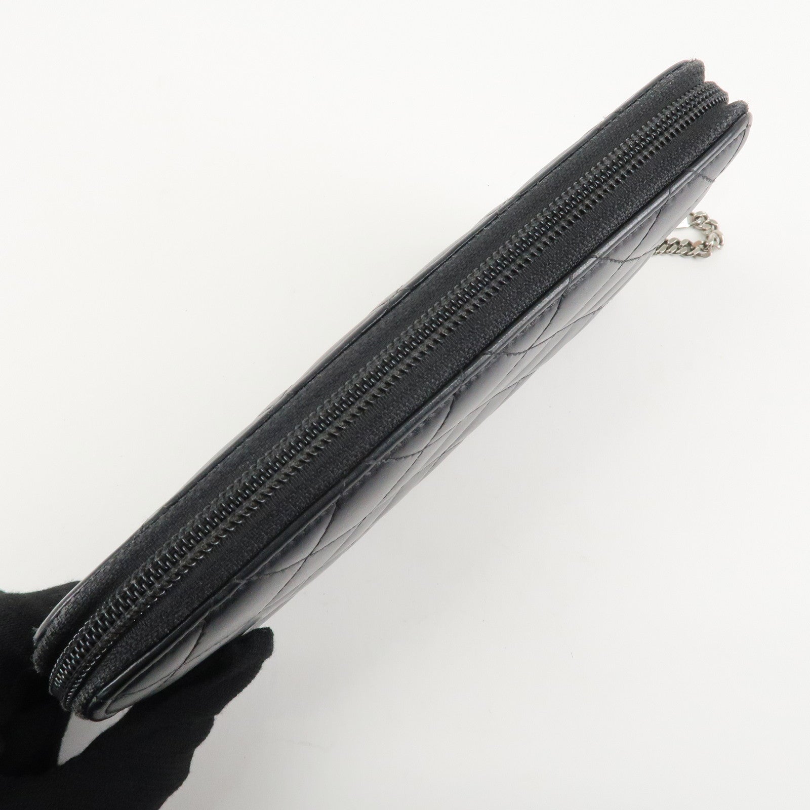 CHANEL Cambon Line Patent Leather Zip Around Long Wallet A50078 Used