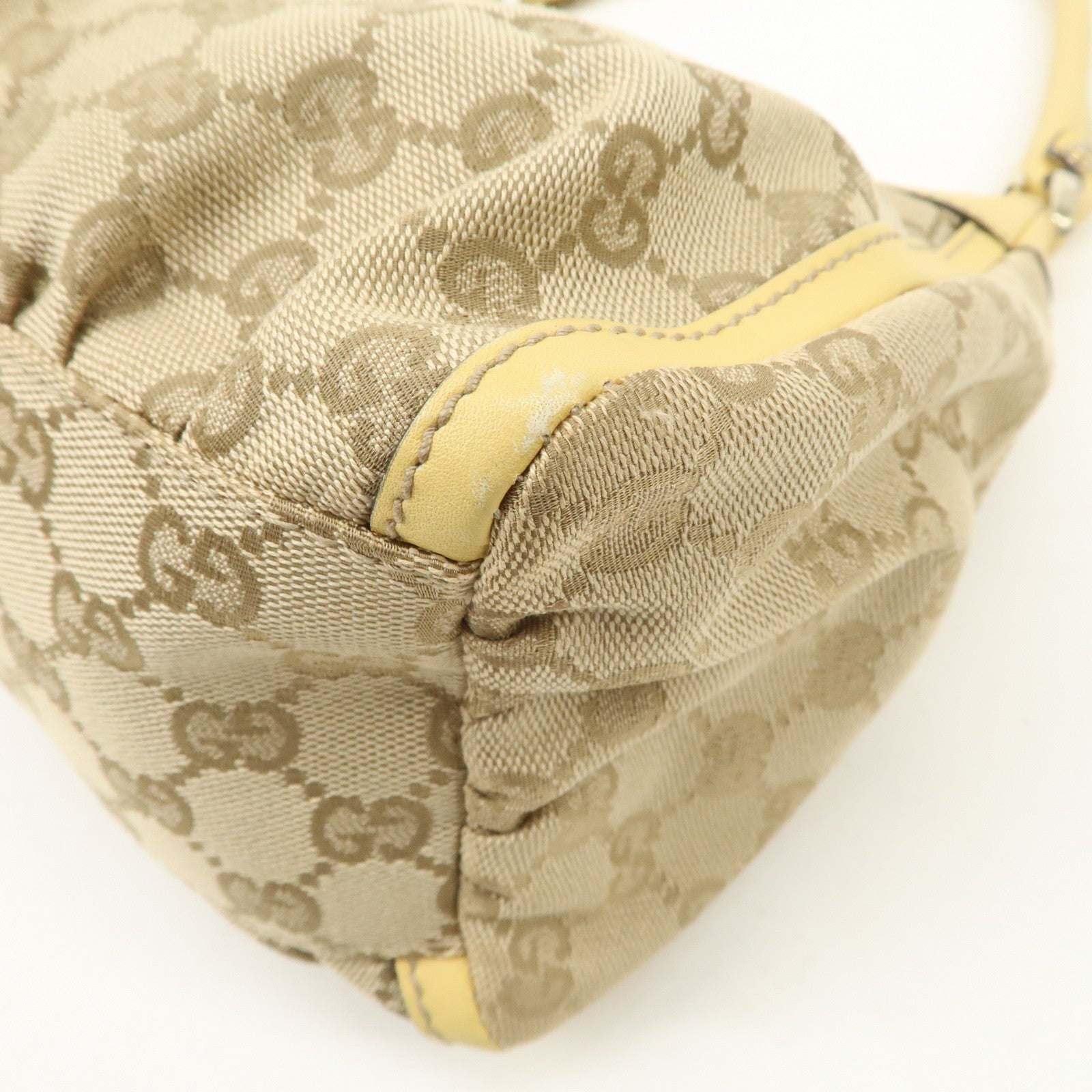 GUCCI Abbey GG Canvas Leather Shoulder Bag Beige Yellow 190525 Used