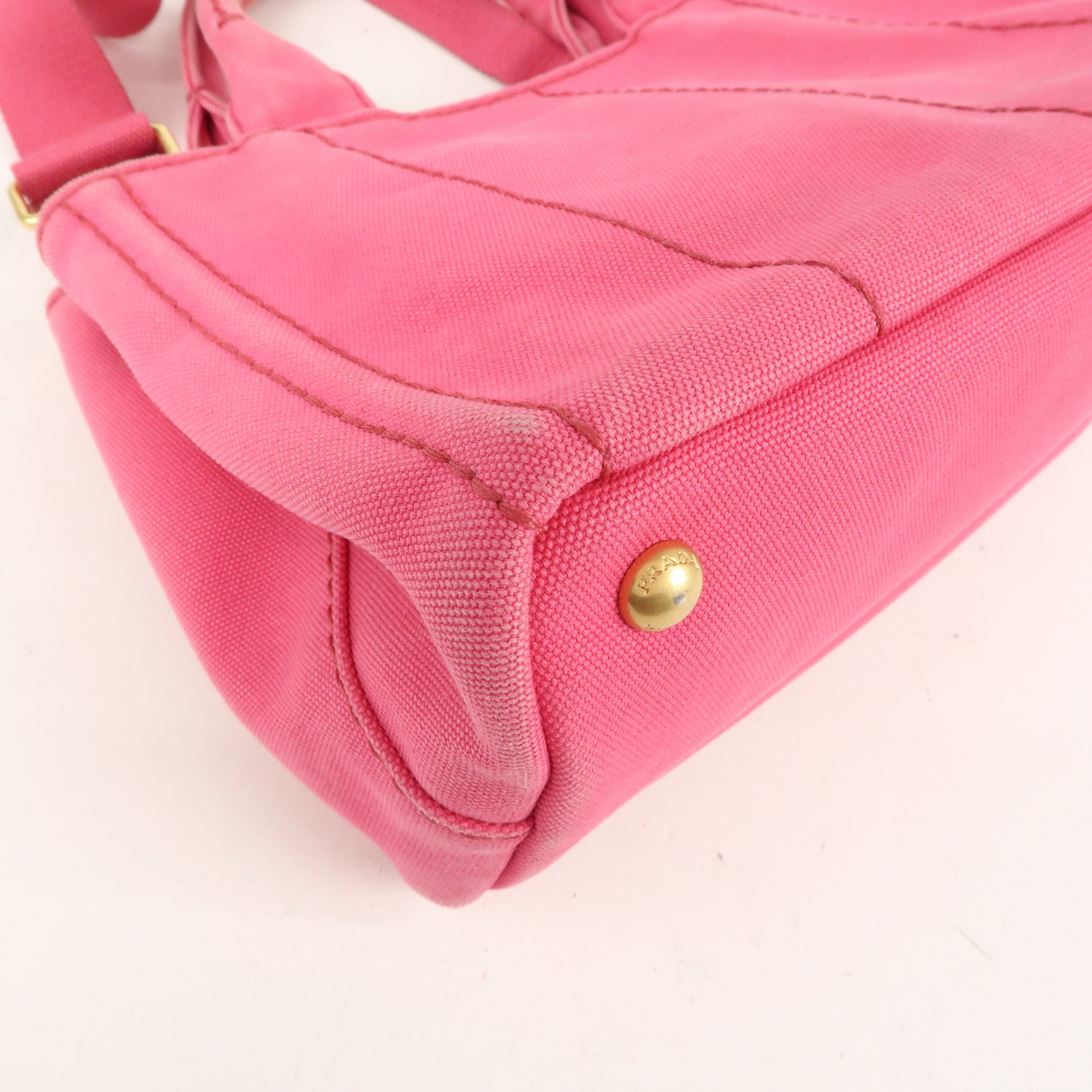 PRADA Canapa Mini Canvas 2Way Bag Hand Shoulder Bag Pink