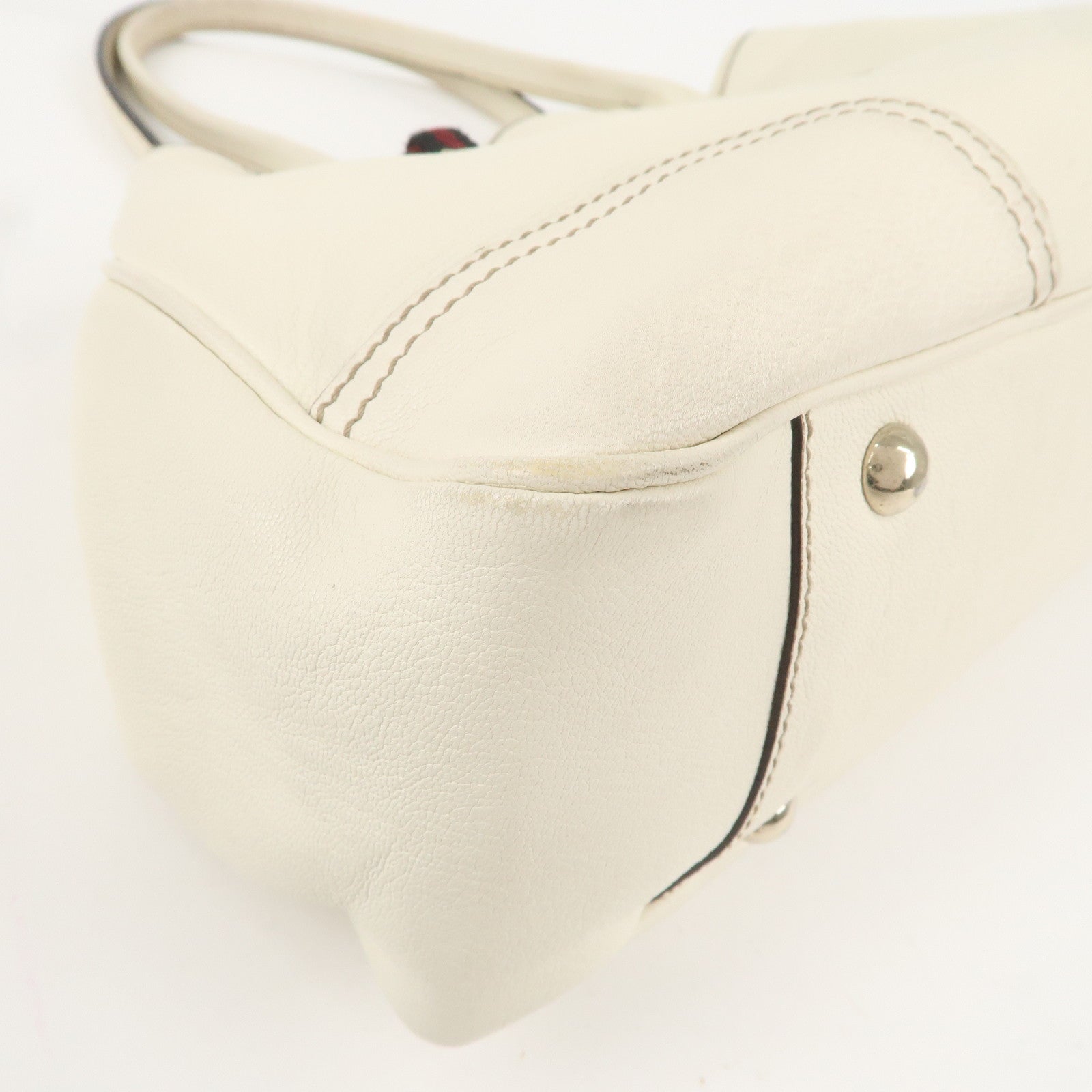 GUCCI Princy Sherry Leather Tote Shoulder Bag Ivory 163805