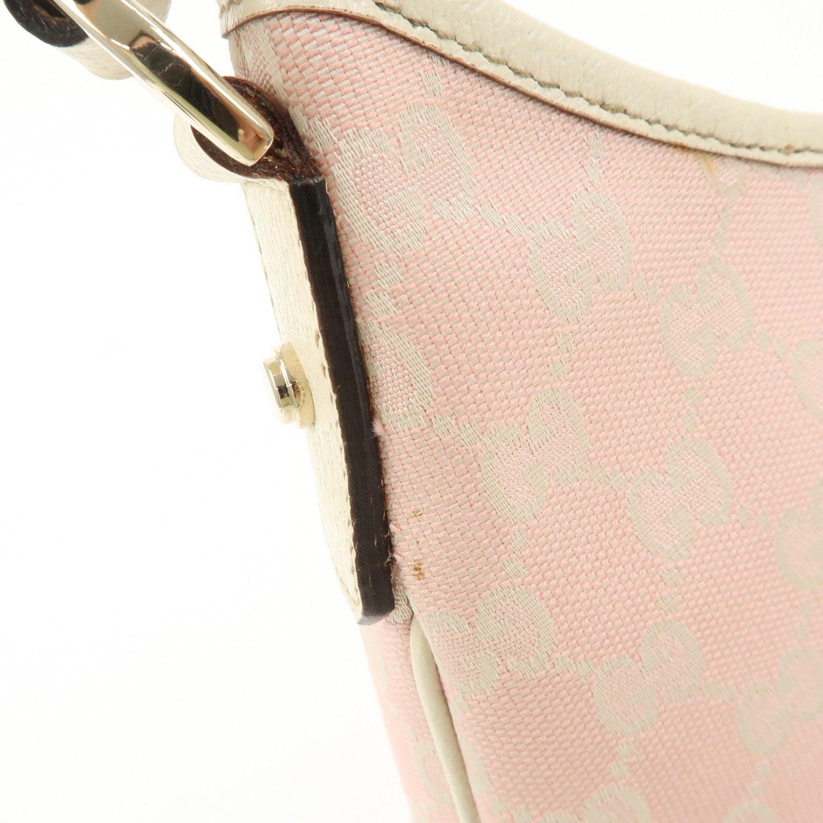 GUCCI Abbey GG Canvas Leather Shoulder Bag Ivory Pink 130738 Used