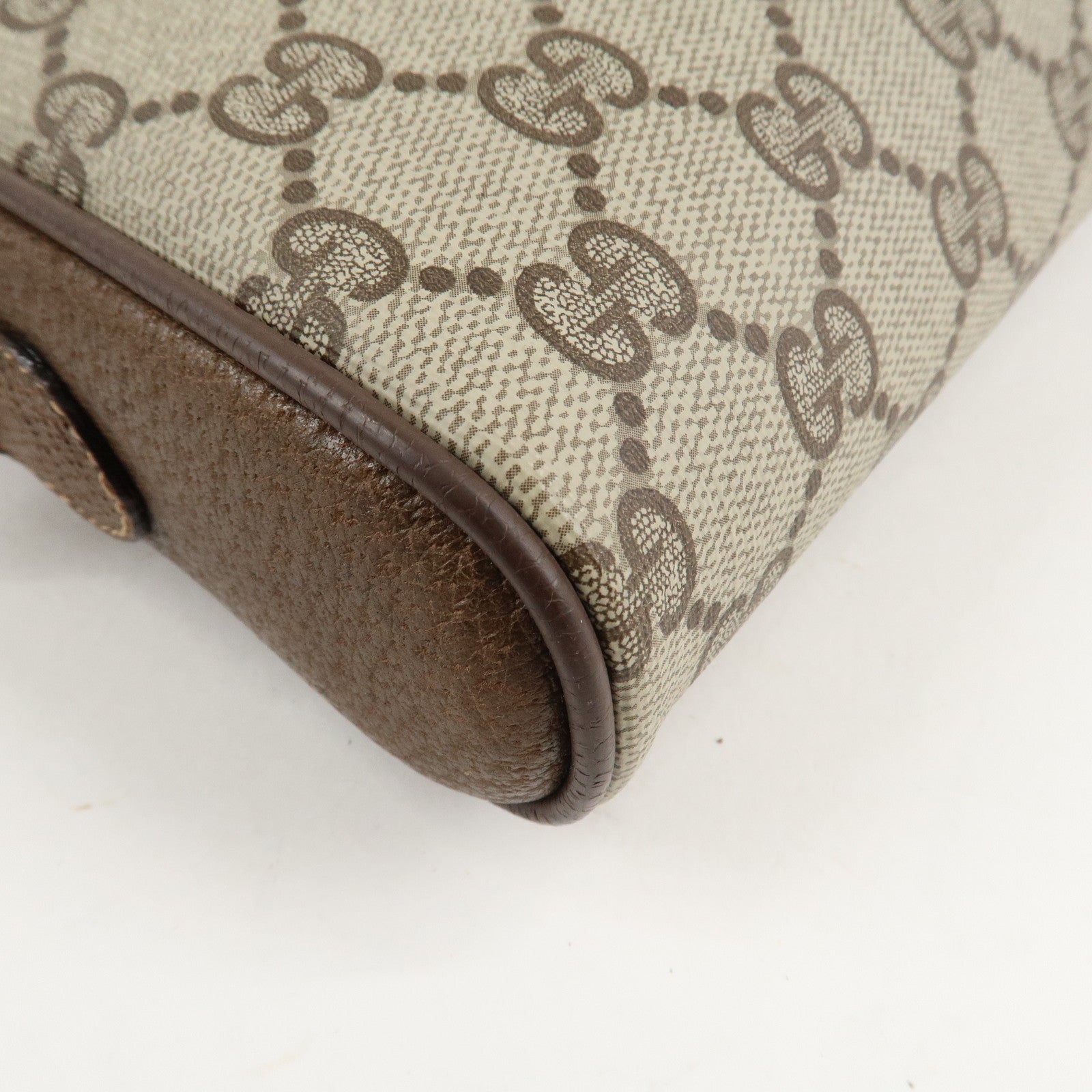 GUCCI Old GUCCI Sherry GG Plus Leather Shoulder Bag Beige Brown Used