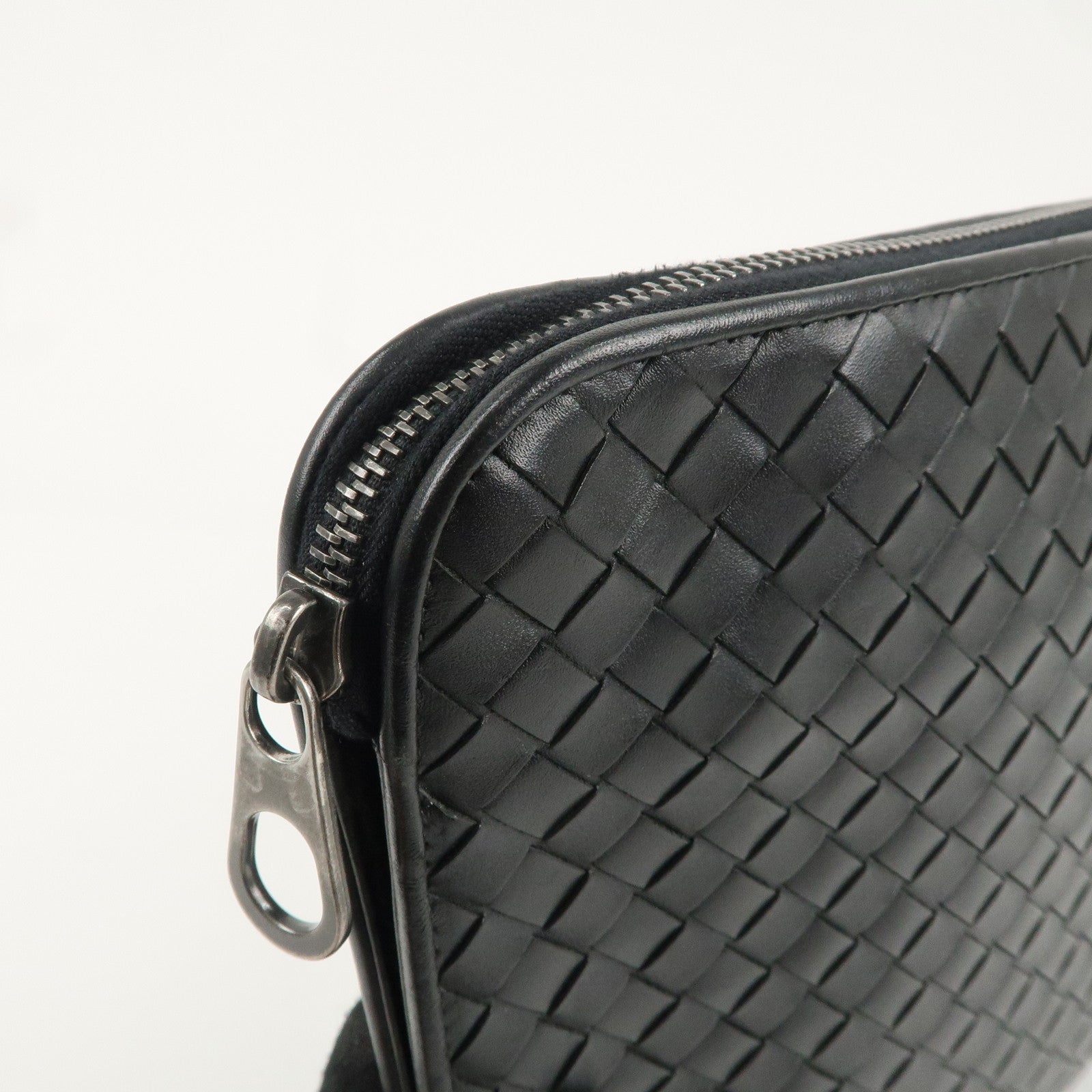 BOTTEGA VENETA Intrecciato Leather Clutch Bag Black