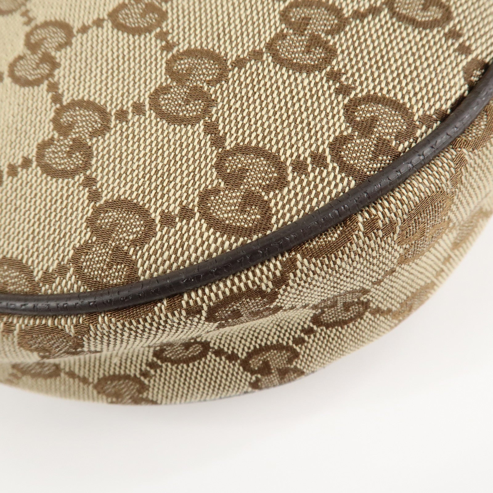 GUCCI GG Canvas Leather Shoulder Bag Beige Brown 122790 Used