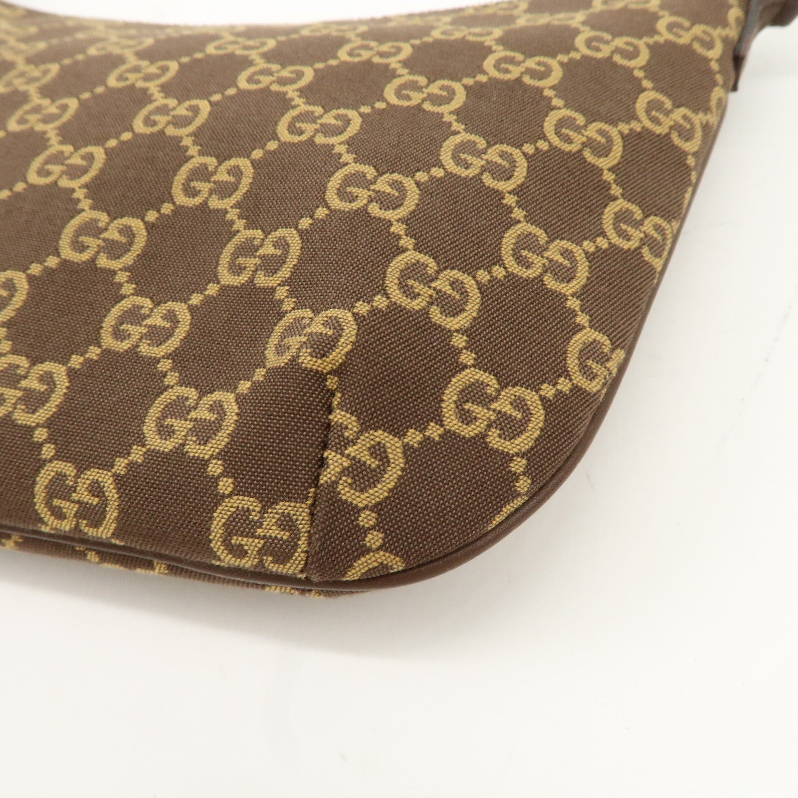 GUCCI GG Canvas Leather Purse Hand Bag Shoulder Bag Brown 005.0813