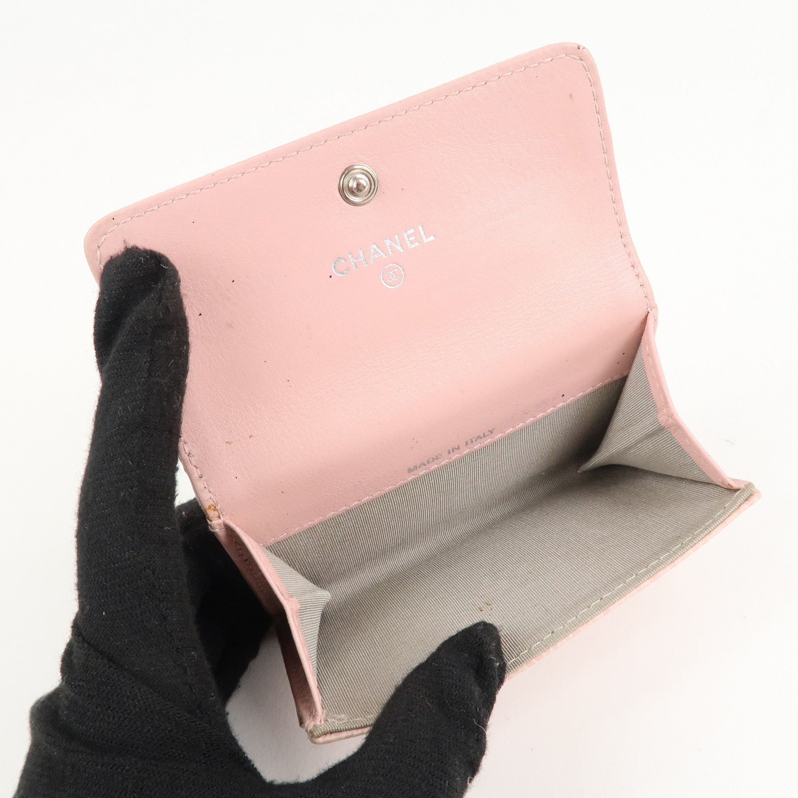 CHANEL COCO Mark Caviar Skin Card Case Card Holder Pink A50074 Used