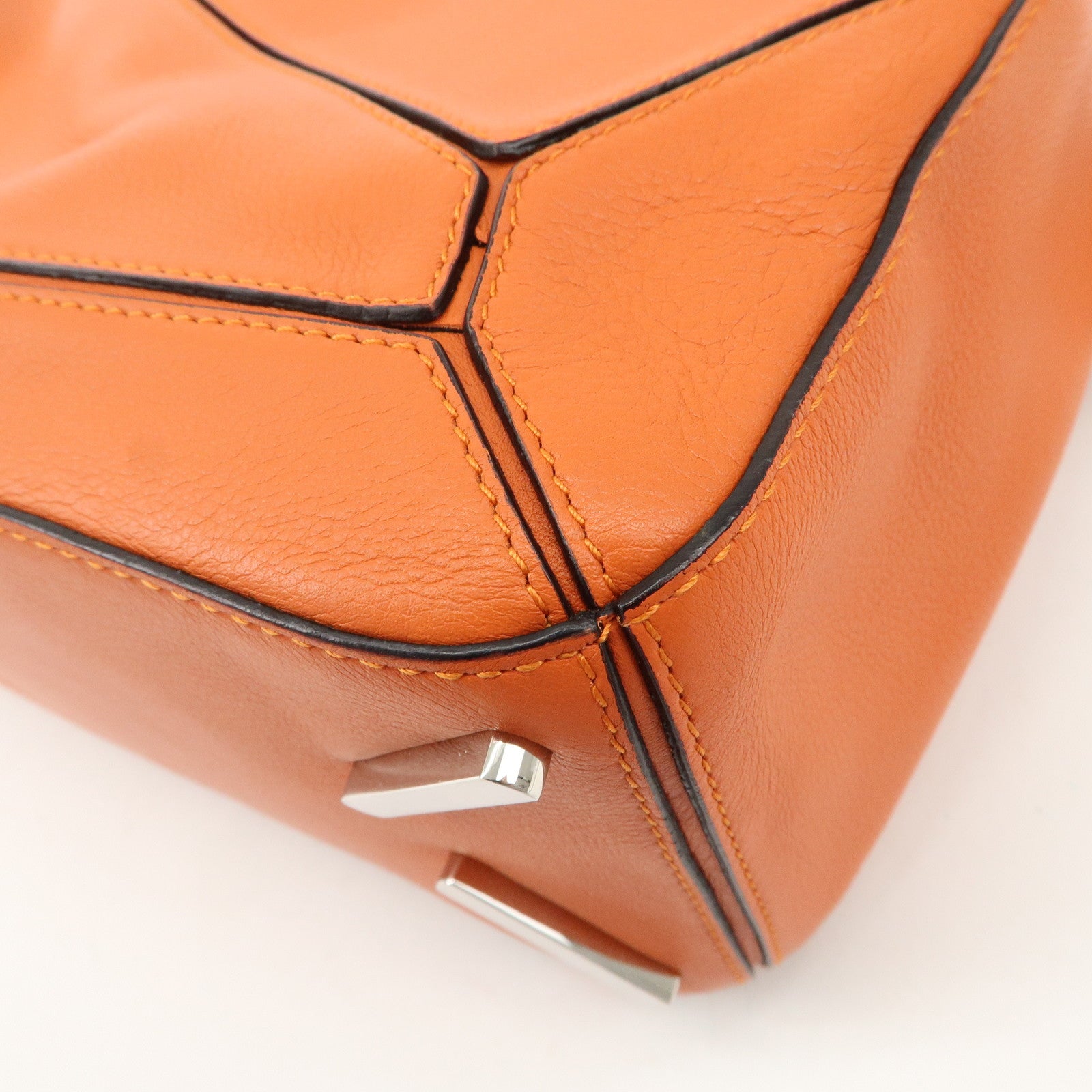 LOEWE Leather Puzzle Bag Small Hand Bag Orange Used