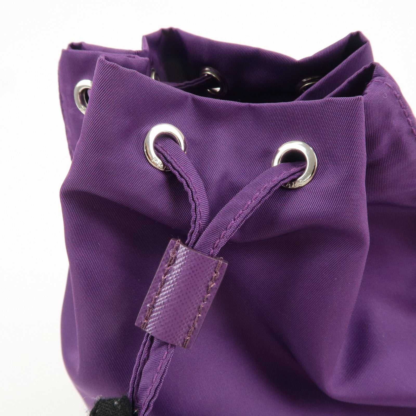 PRADA Nylon Leather Drawstring Pouch Purple 1NA369