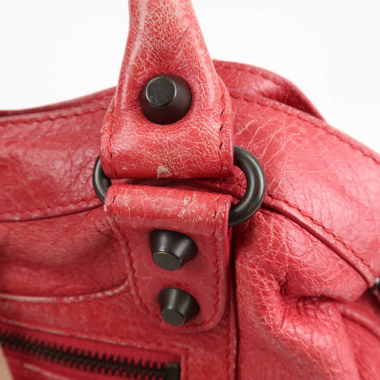 BALENCIAGA The Town Leather 2Way Hand Bag Red 240579 Used