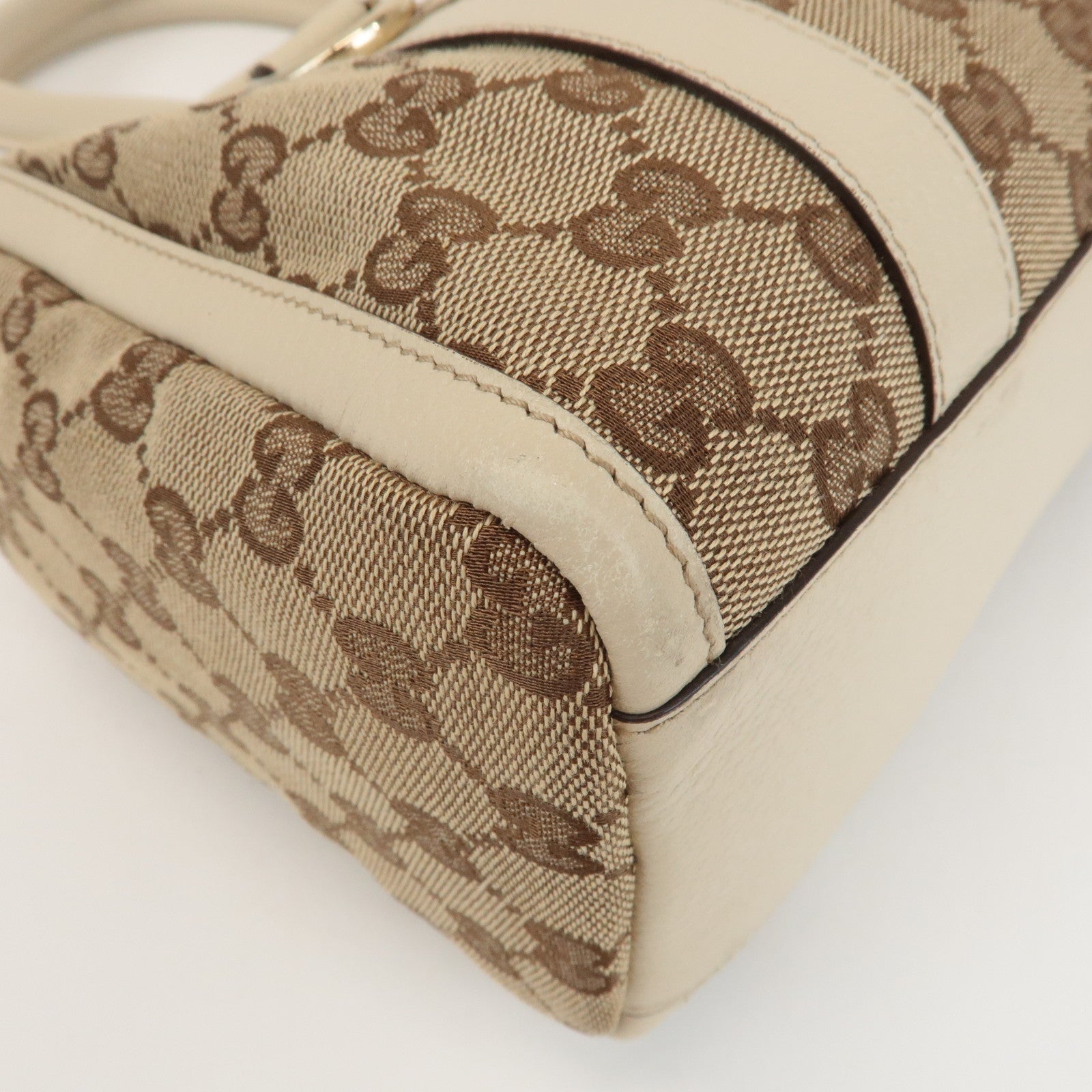 GUCCI Abbey GG Canvas Leather Hand Bag Beige Ivory 130942