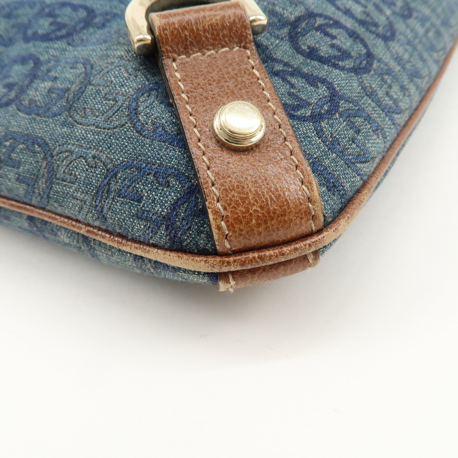 GUCCI Interlocking Abbey Denim Leather Shoulder Bag 131326 Used