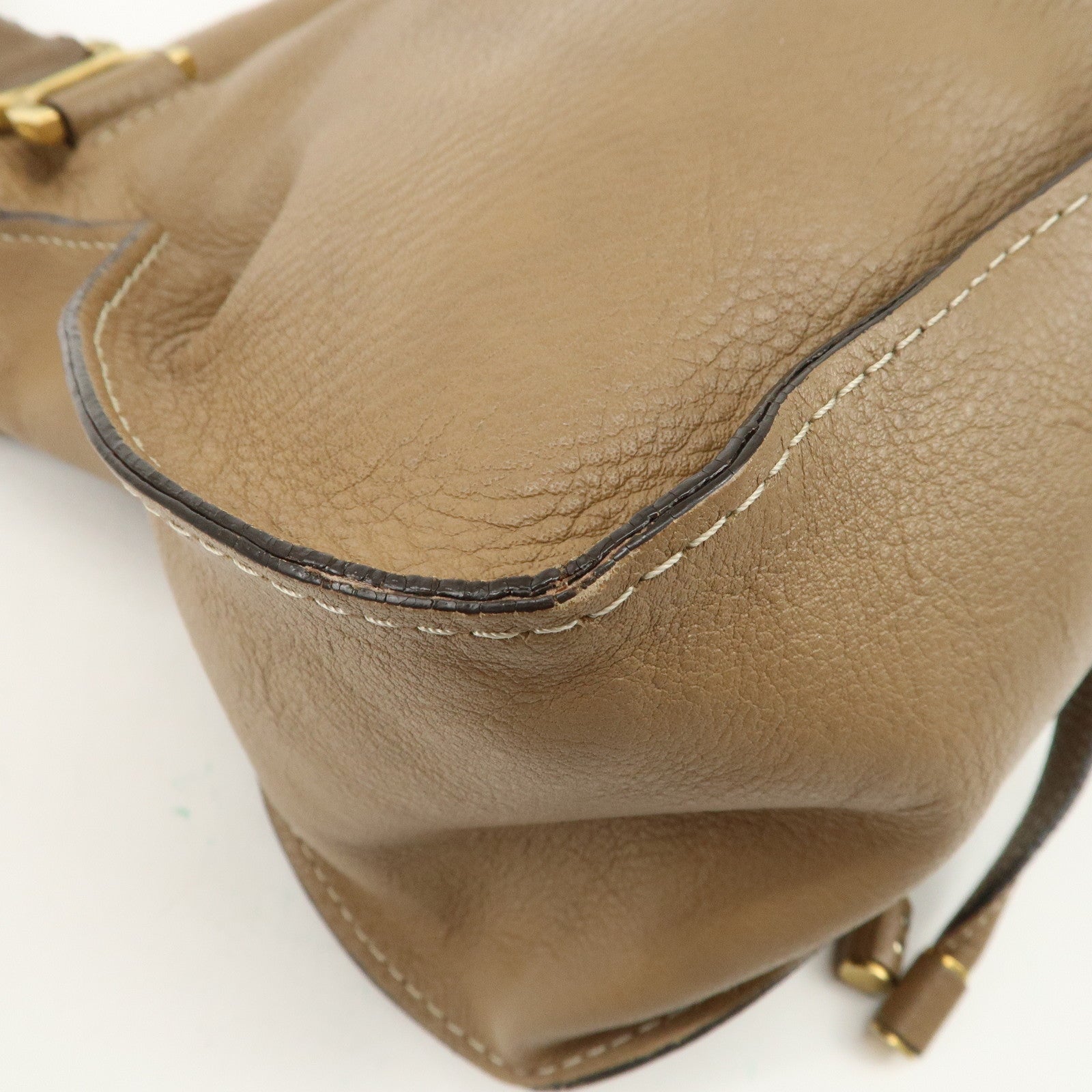 Chloe Marcie Leather Tote Bag Hand Bag Shoulder Bag Beige Used