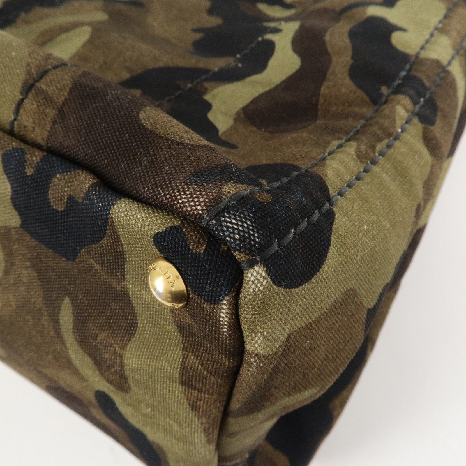 PRADA Logo Canapa Canvas Large Tote Bag Camouflage BN2020