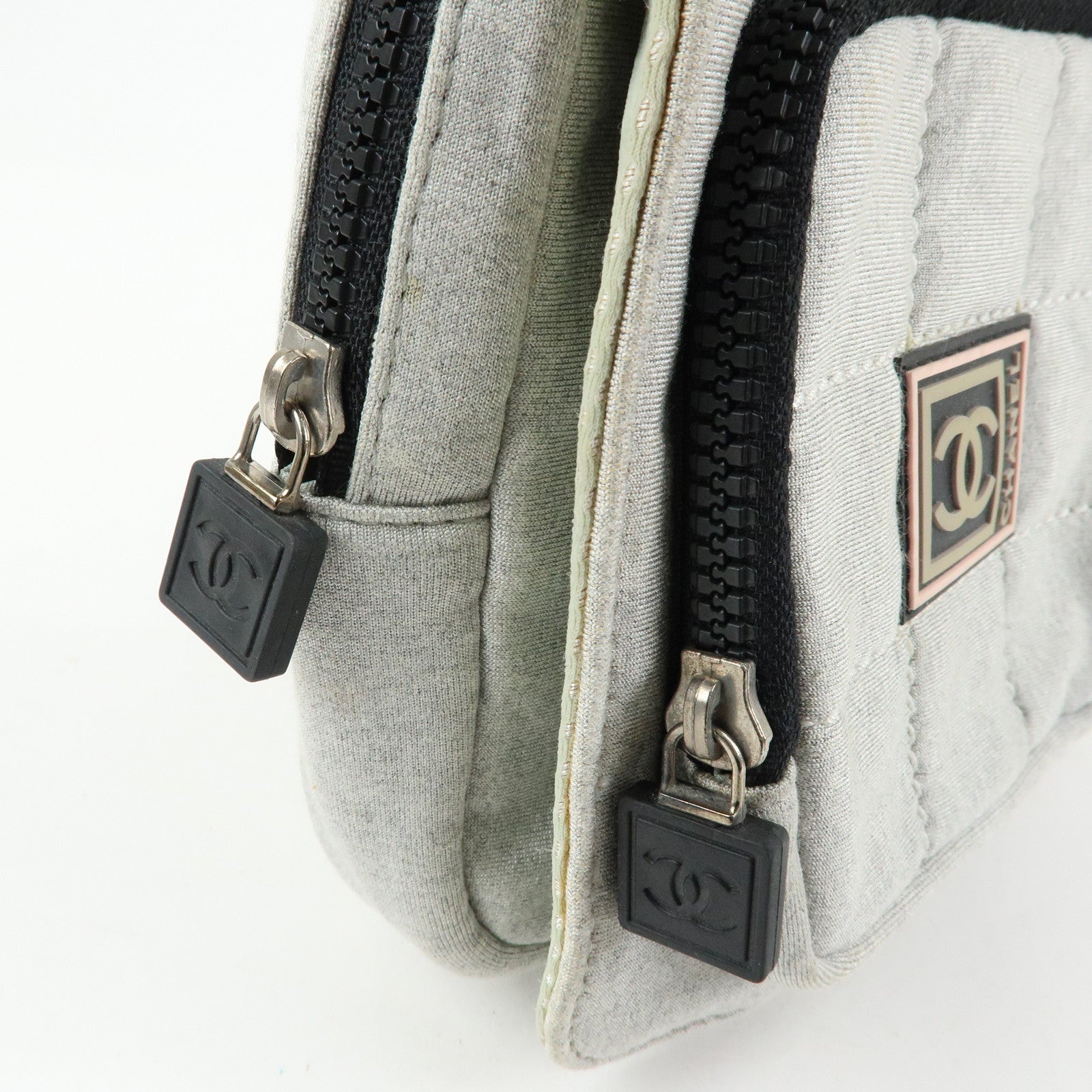 CHANEL CHANEL Sports Cotton Waist Bag Body Bag Gray