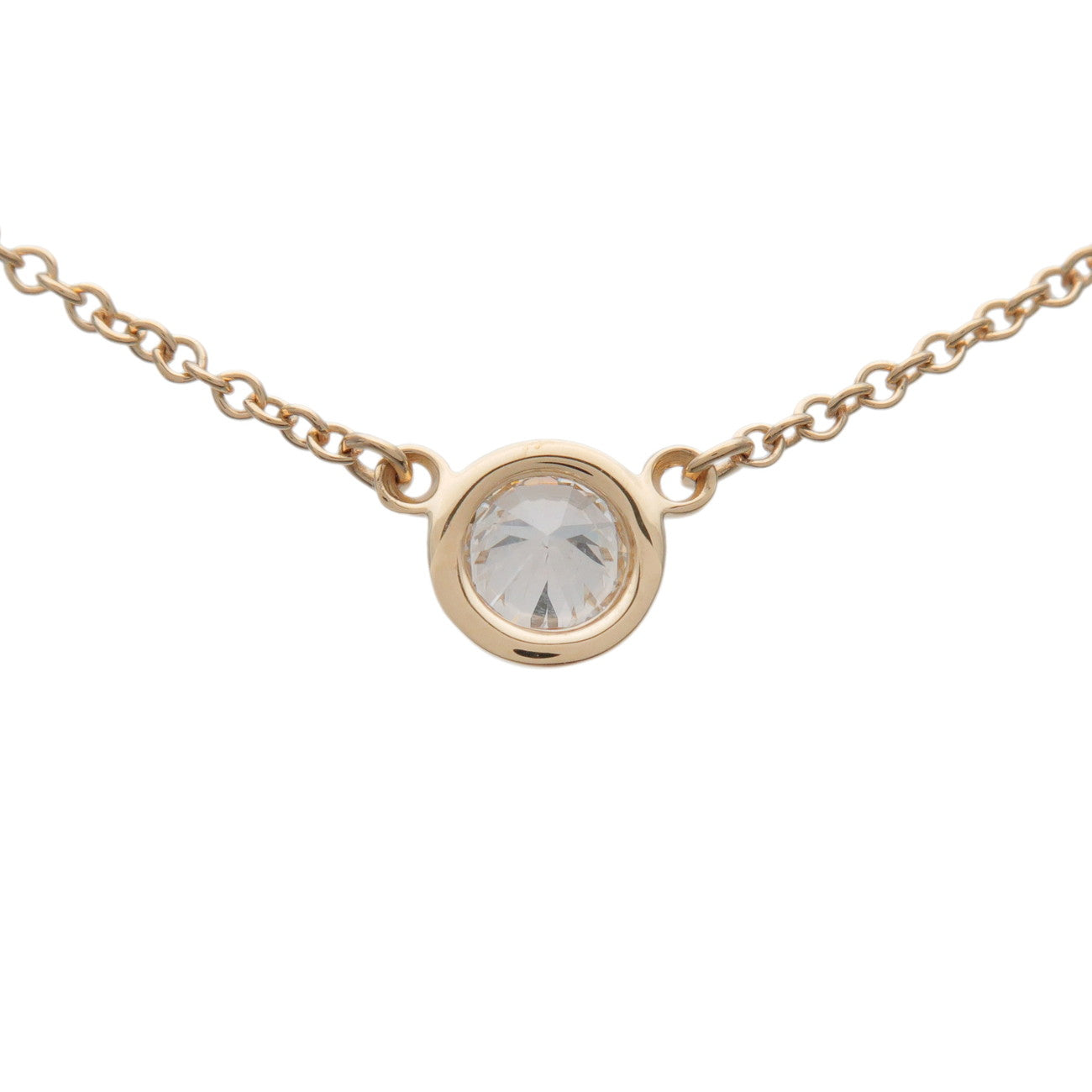 Tiffany & Co By The Yard 1P Diamond Necklace K18 750YG Yellow Gold