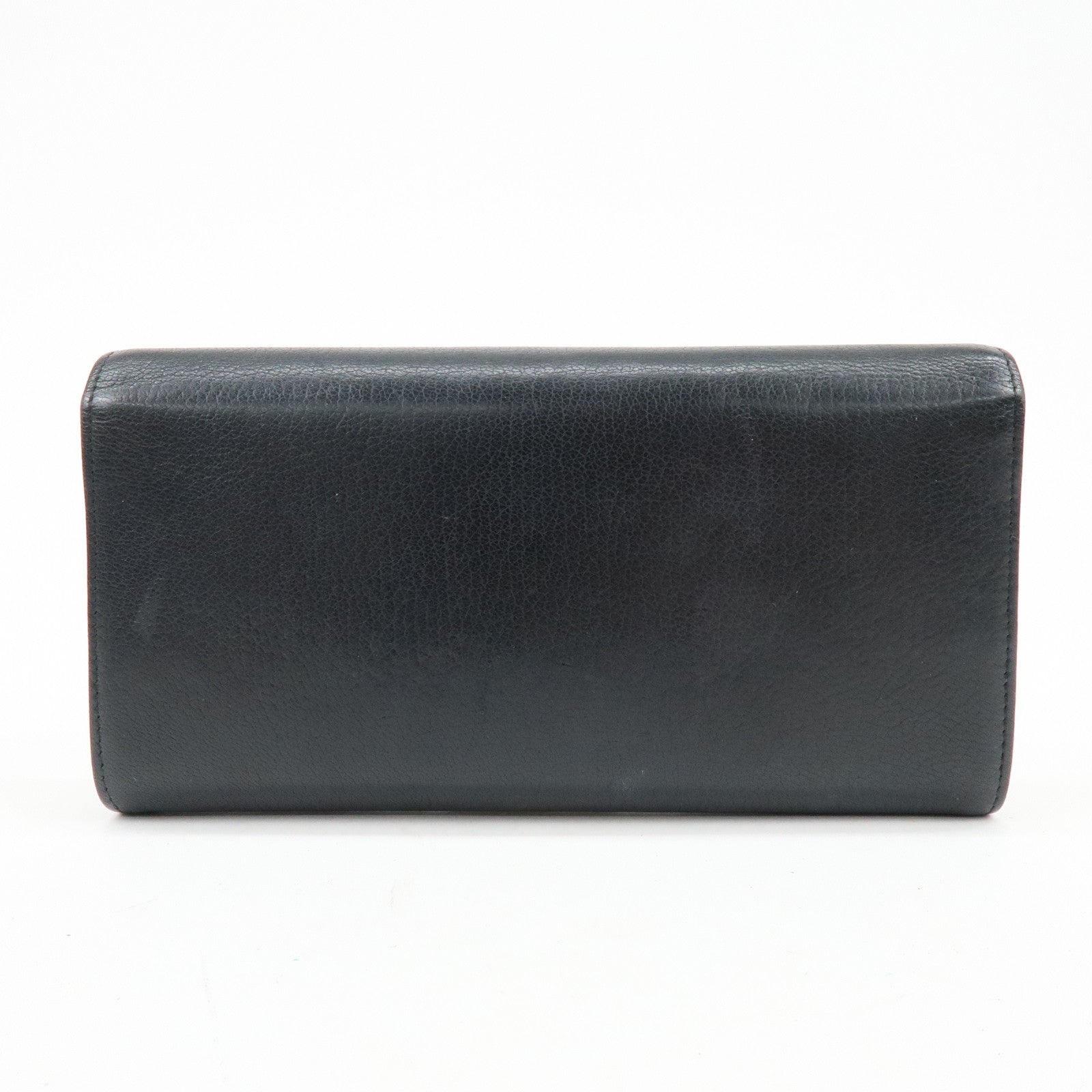 CHANEL COCO Mark Leather Flap Bi-Fold Long Wallet Black