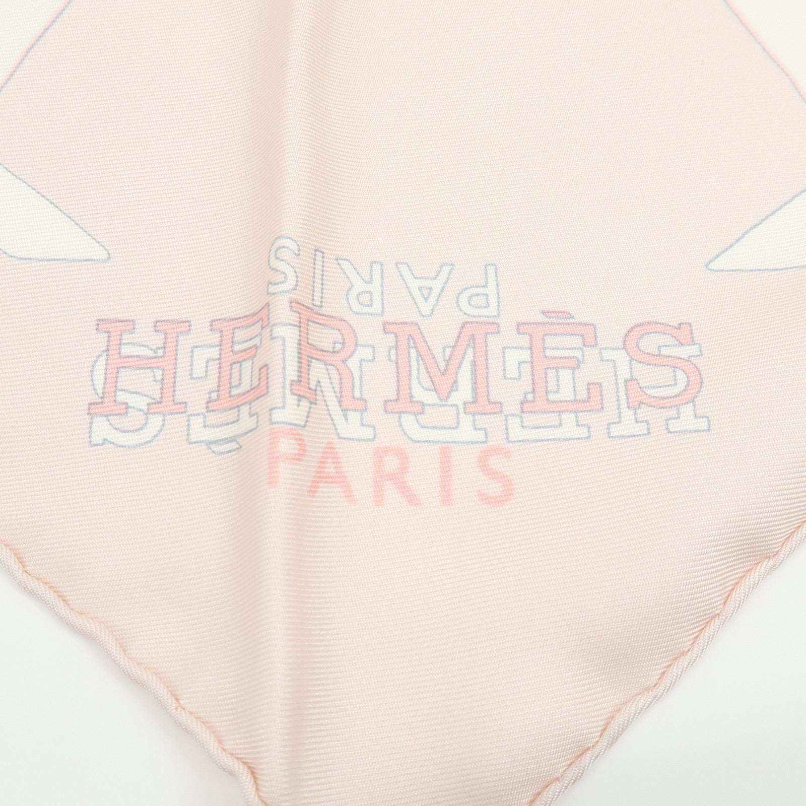 HERMES Silk 100% Triangle Scarf CALECHE ELASTIQUE Light Pink