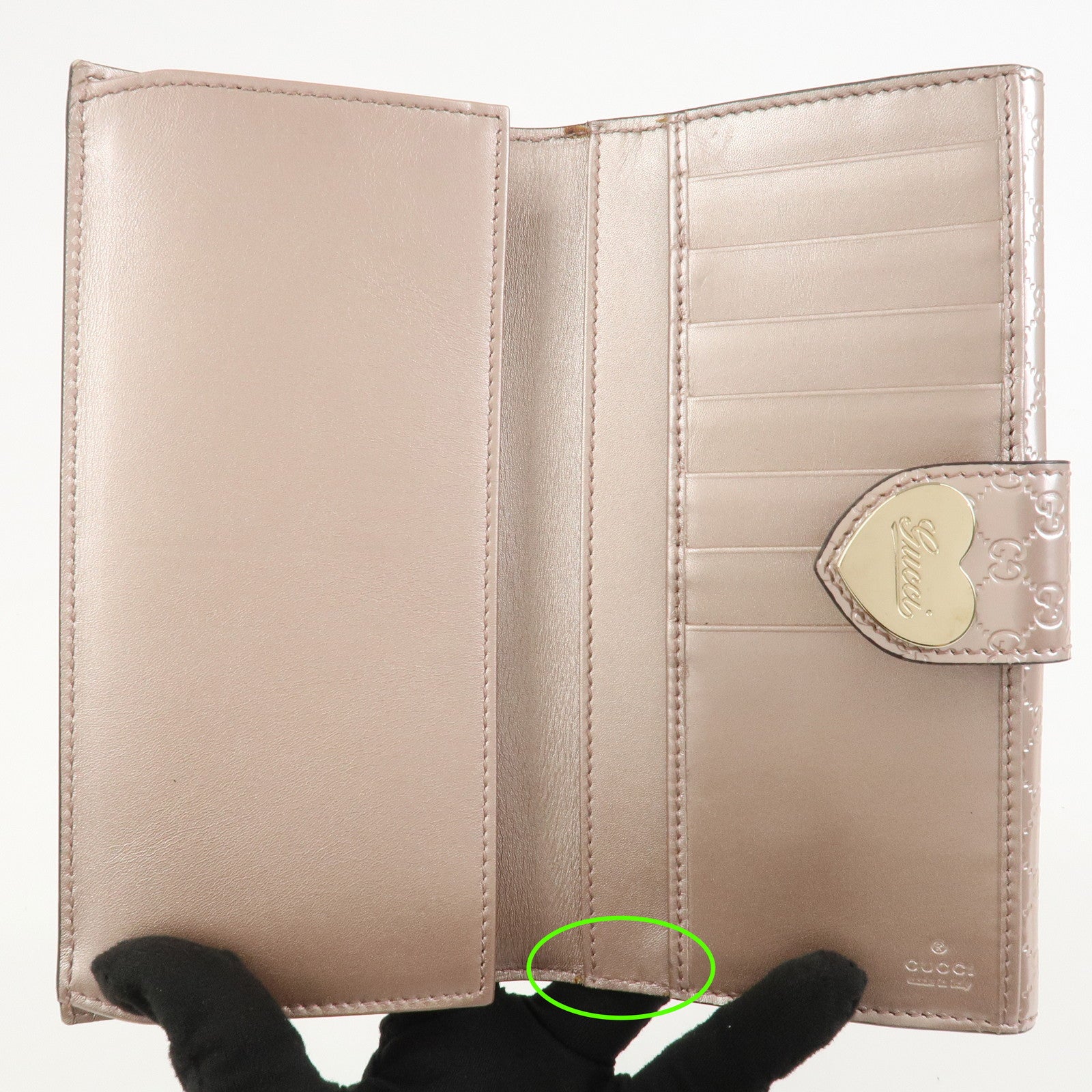 GUCCI Micro Guccissima Lovely Heart W Hook Long Wallet Pink 203550