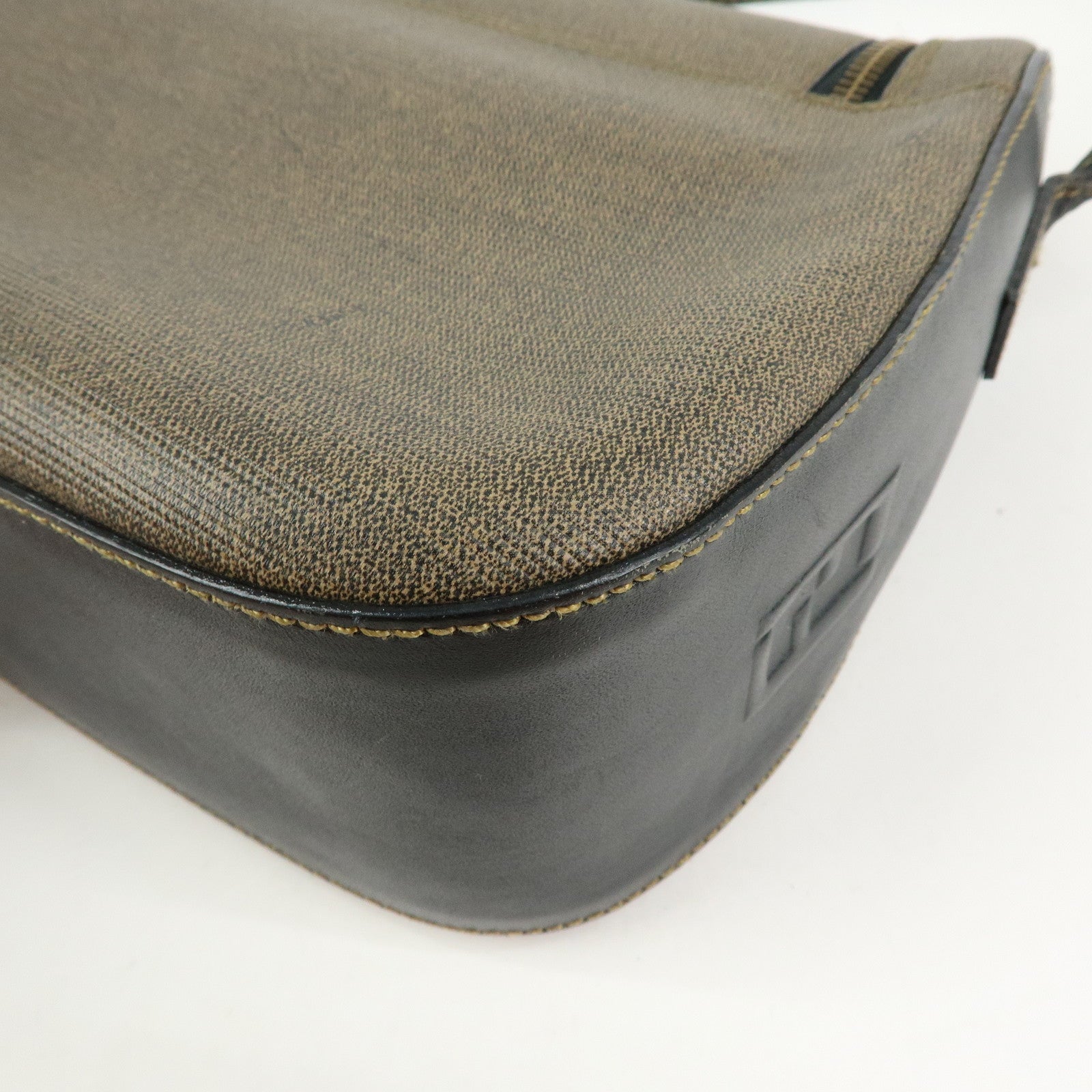 FENDI PVC Canvas Leather Shoulder Bag Crossbody Bag Brown 25933