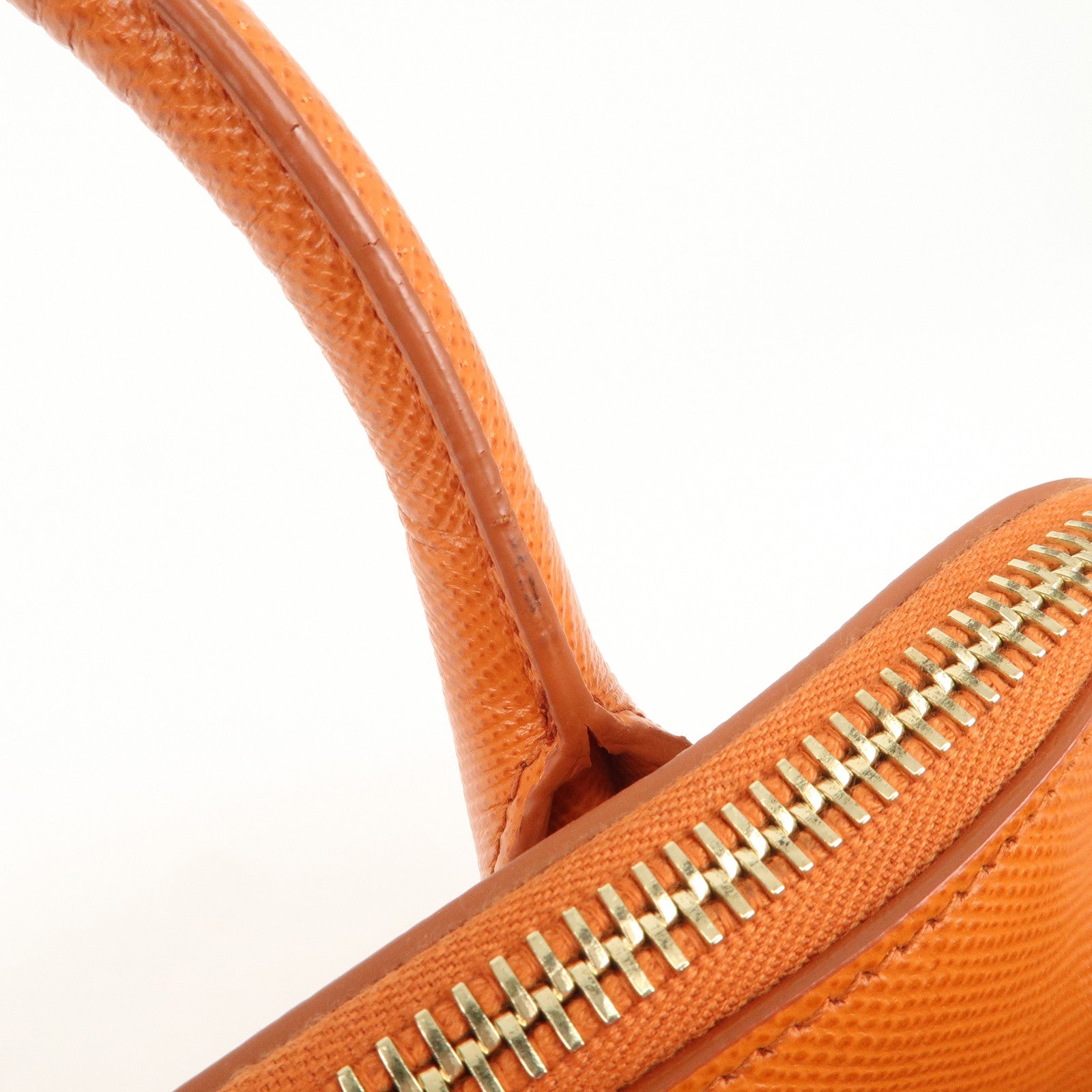 PRADA Logo Saffiano Leather Hand Bag Orange BN2560