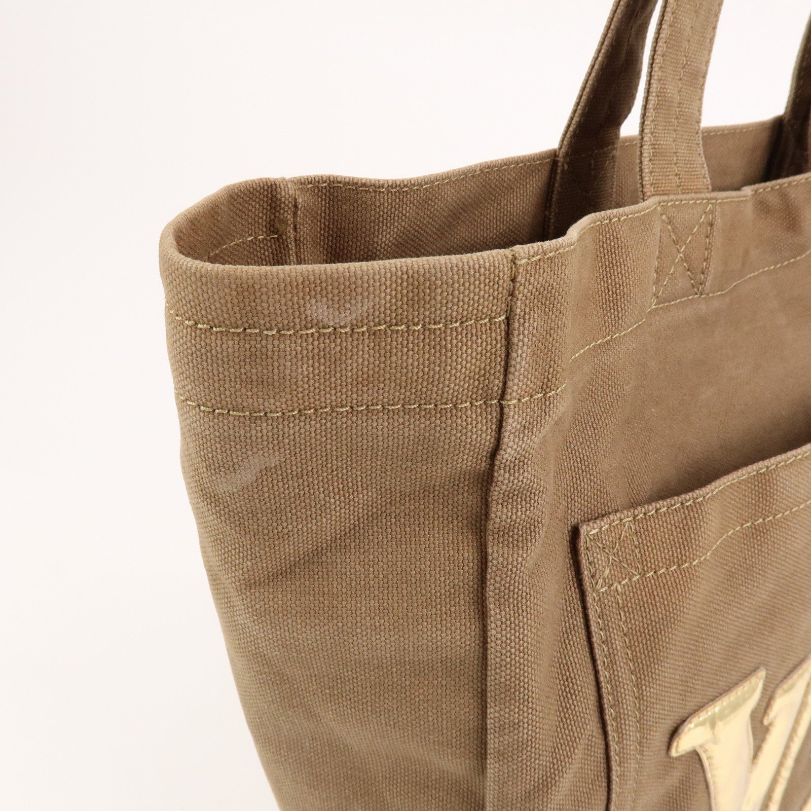 Louis Vuitton Thats Love MM Canvas Tote Bag Hand Bag Khaki M56385